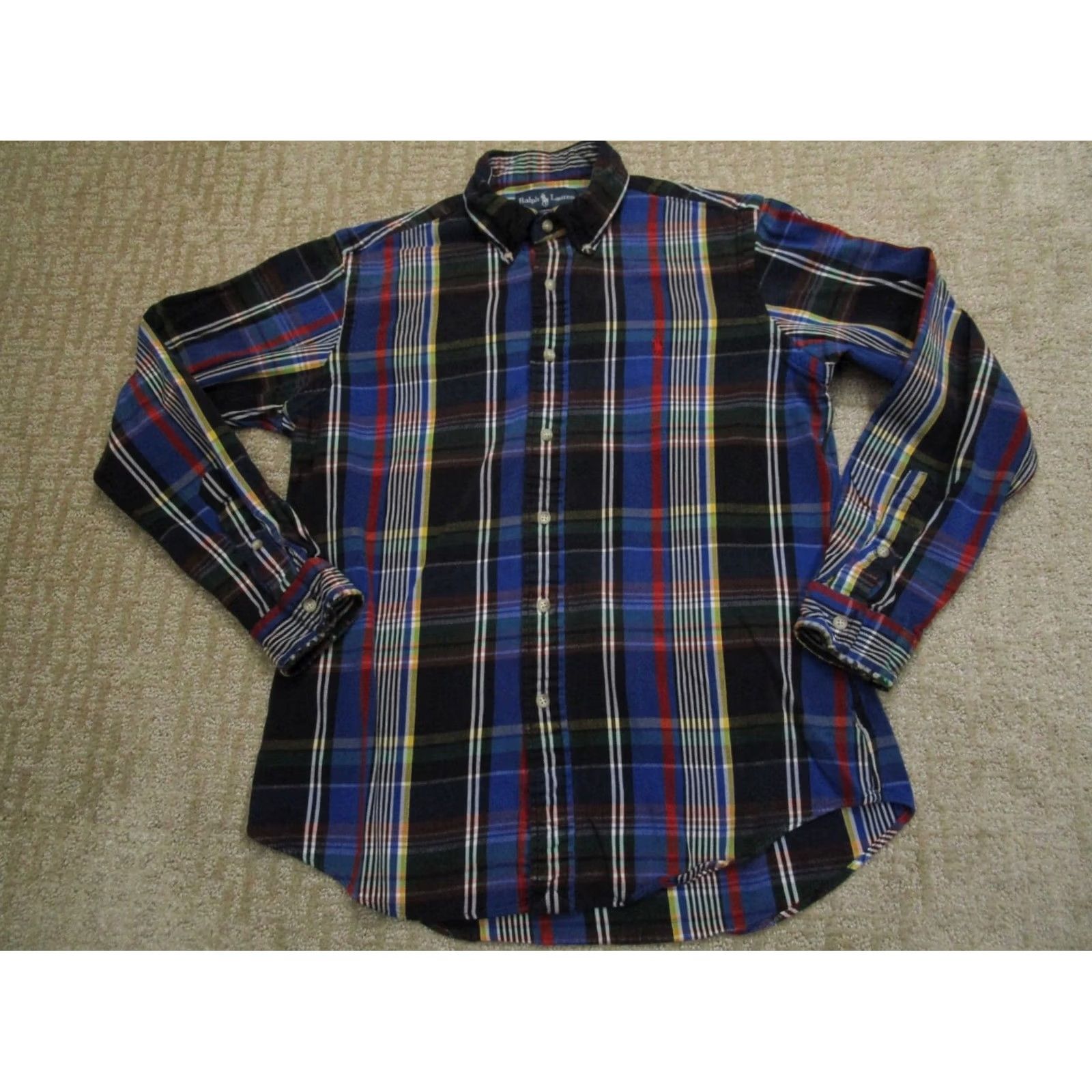 Ralph Lauren Ralph Lauren Shirt Men Medium Black Blue Plaid Twill Long Sleeve Button Down Size US M / EU 48-50 / 2 - 2 Thumbnail