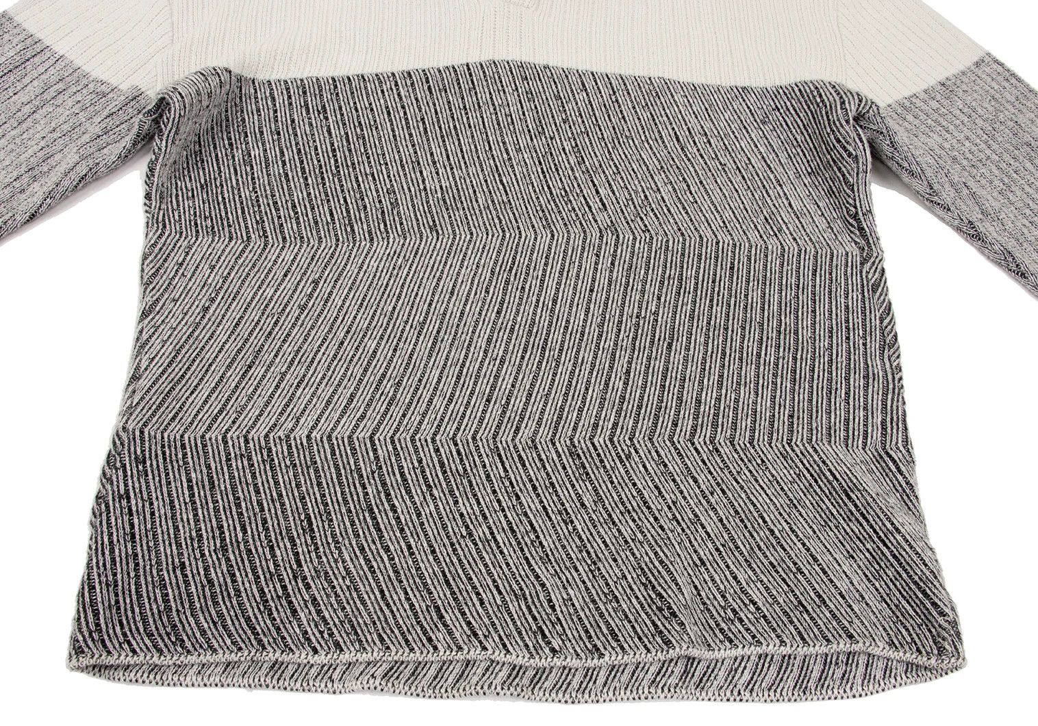 Issey Miyake Zigzag Knit Polo Shirt in Beige and Navy Size US M / EU 48-50 / 2 - 11 Thumbnail