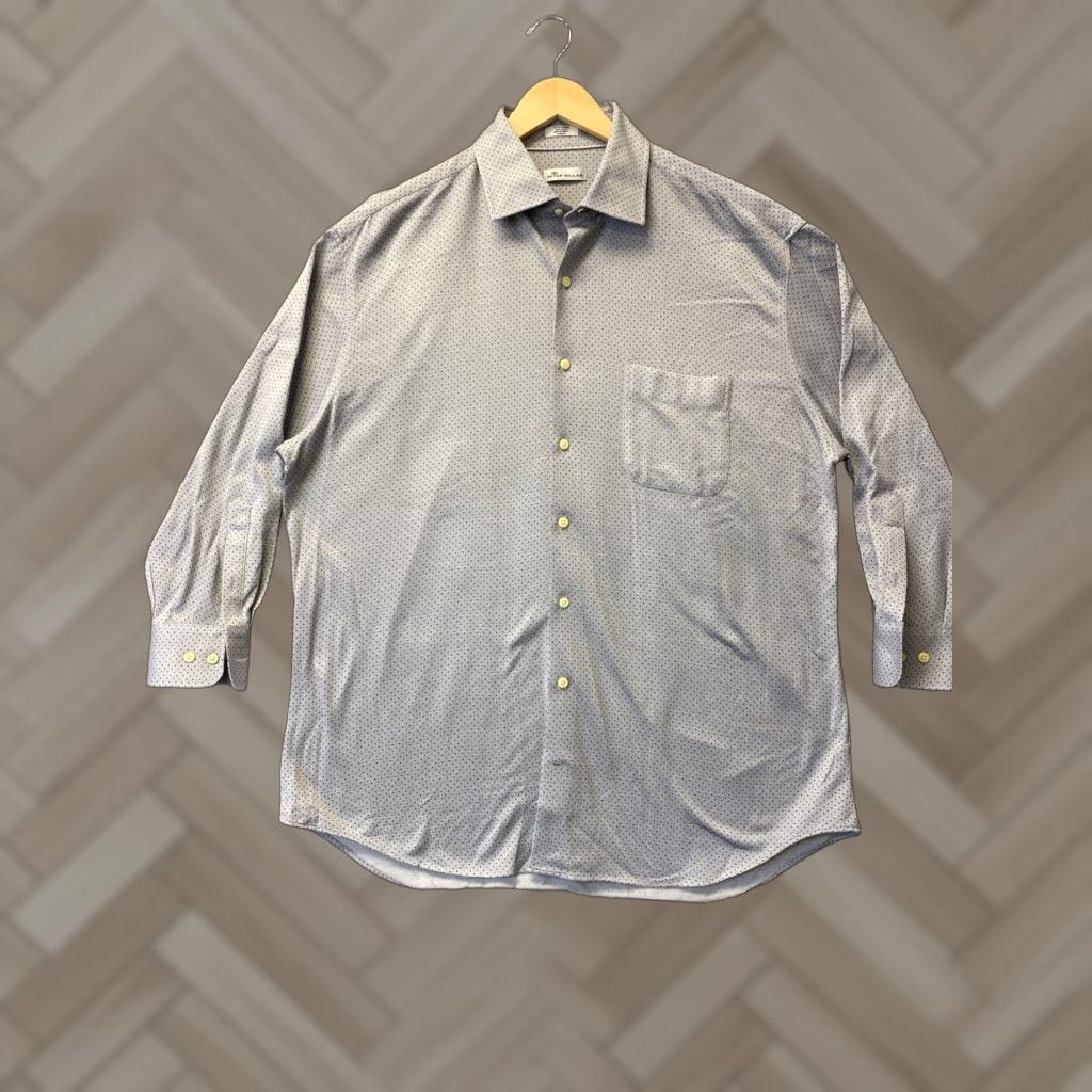 Peter Millar PETER MILLAR Comfort Stretch Long Sleeve Button Down Shirt XL Gray Geometric Mens Size US XL / EU 56 / 4 - 1 Thumbnail