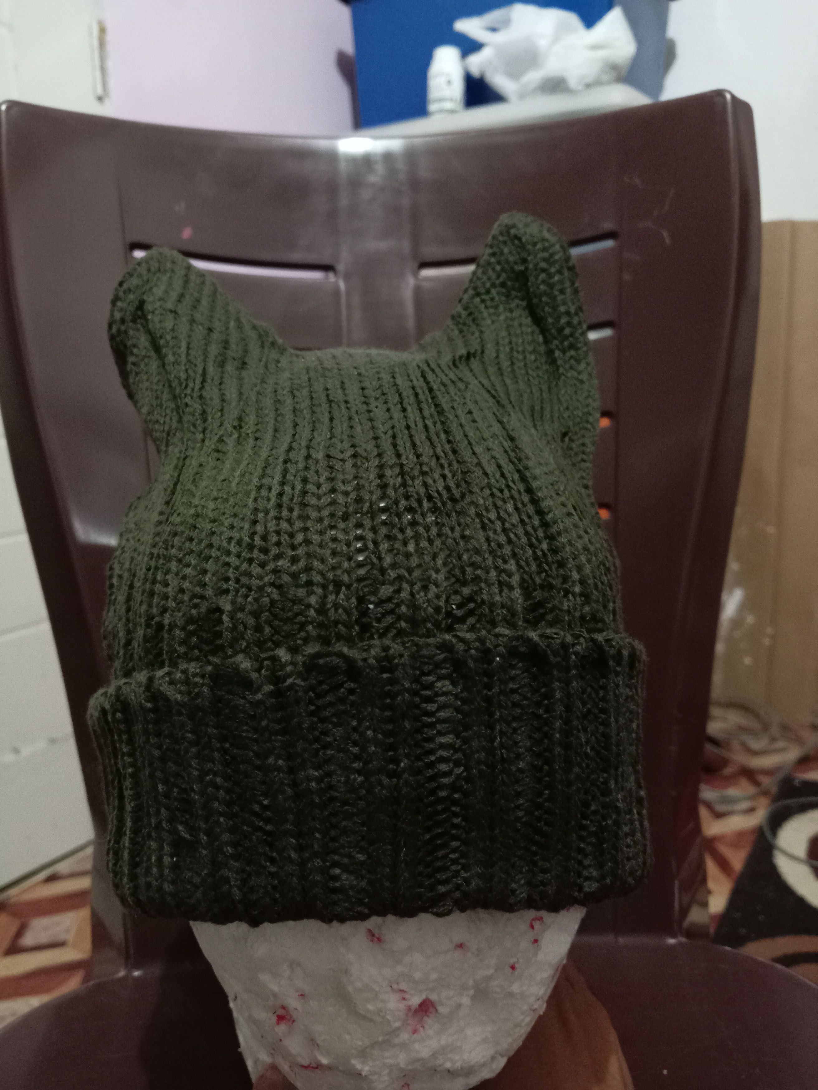 image of Archival Clothing x Hysteric Glamour Unknown Bunny Devil Horn Beanie in Green, Men's