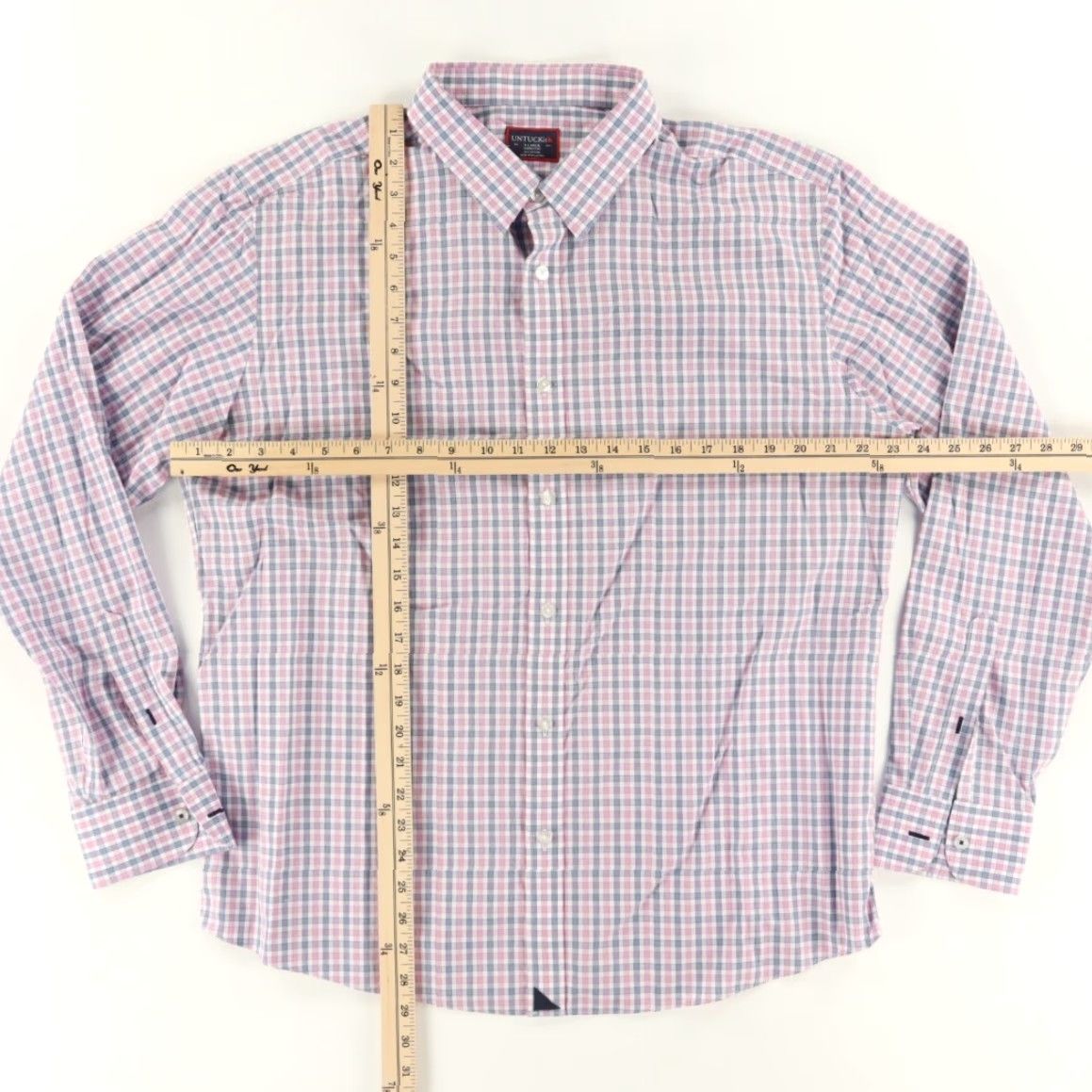 UNTUCKit Untuckit Dolcetto WF Cotton Gingham Long Sleeve Button Up Shirt Pink Men's XL Size US XL / EU 56 / 4 - 3 Thumbnail