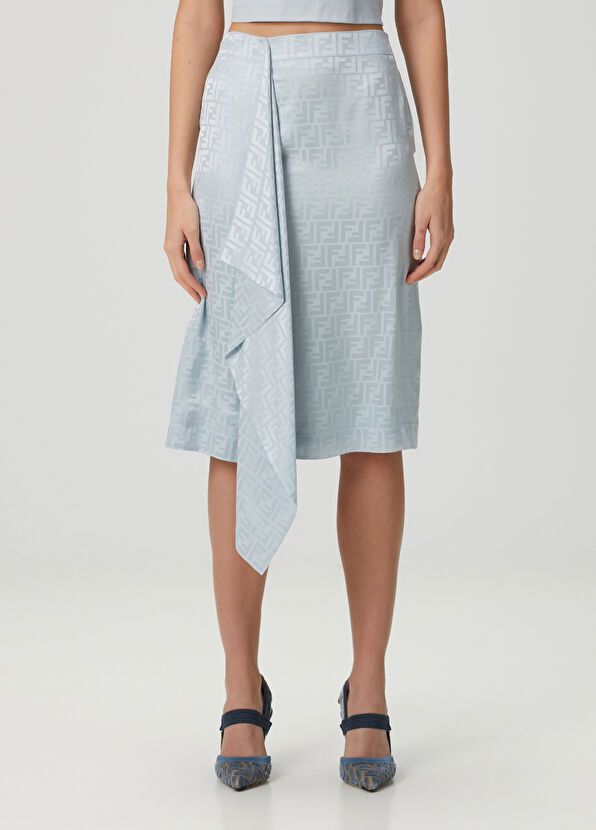 Fendi o1s1wg110226 Midi Skirt in Sky Blue Size 25" / US 0 / IT 36 - 1 Thumbnail