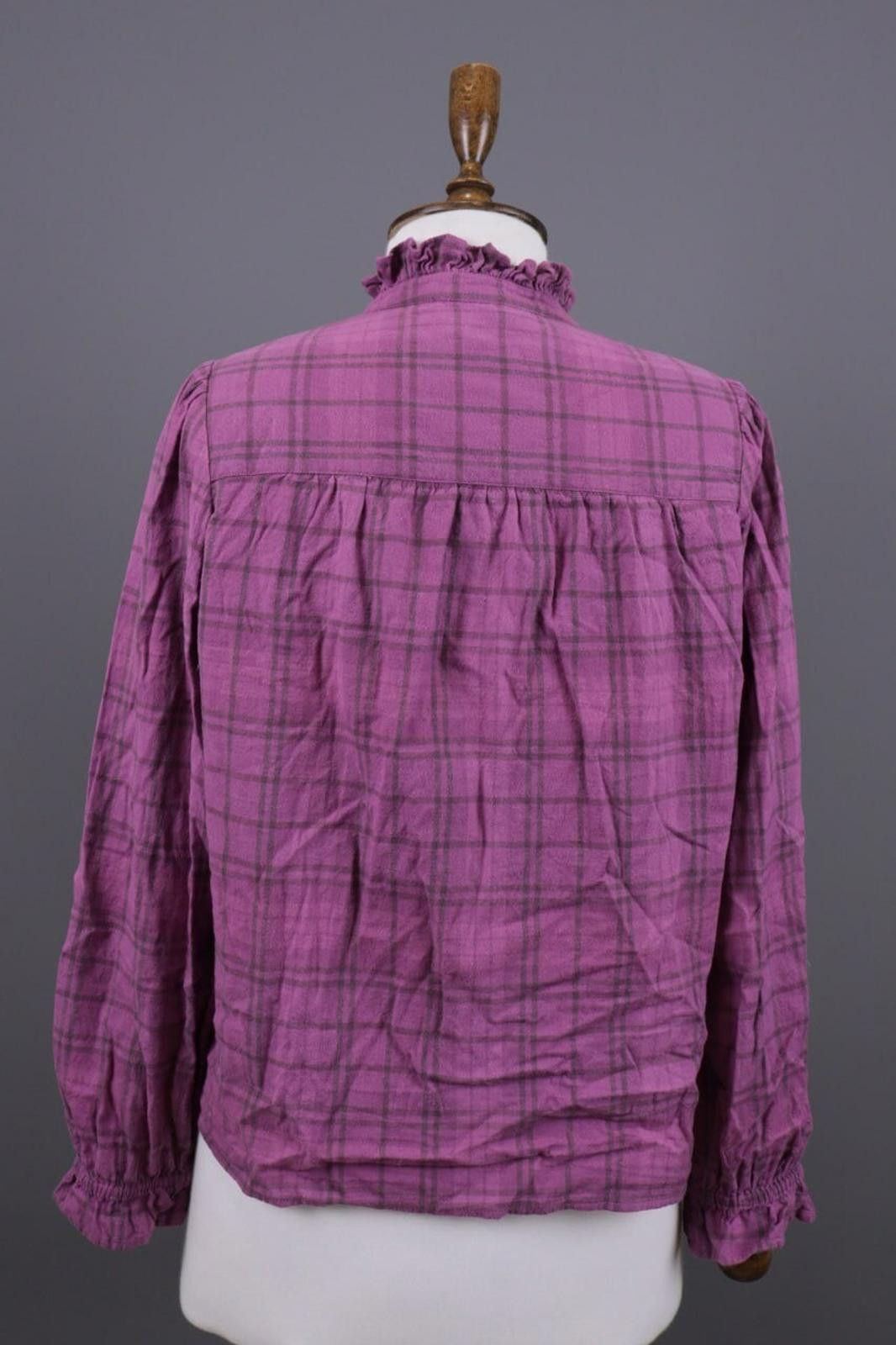 Def Leppard BA&SH Purple Check Printed Henley Blouse Shirt Size 0 Size XS / US 0-2 / IT 36-38 - 7 Thumbnail