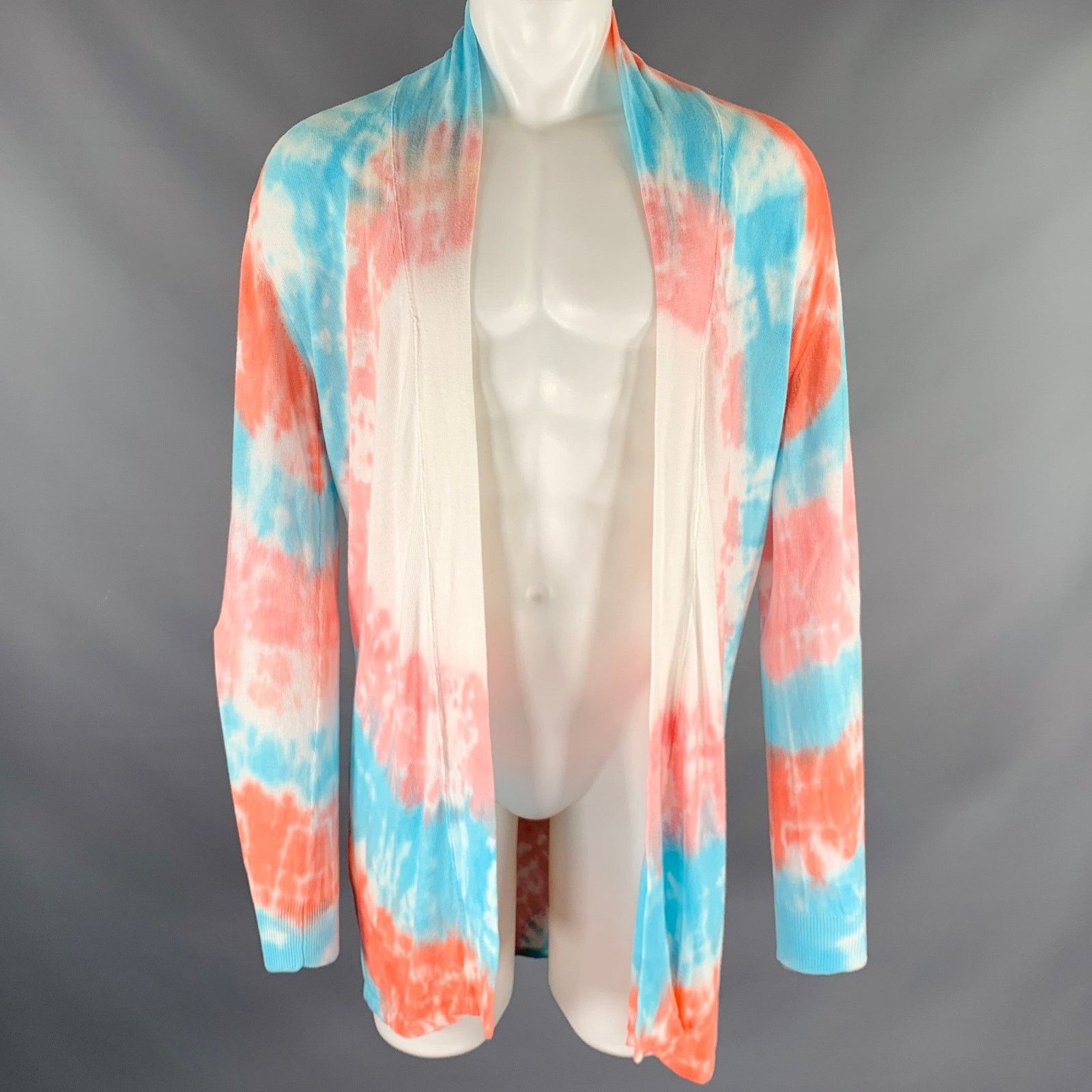 Baja East XS Pink Blue Tie Dye Pima Cotton Open Front Cardigan Size US XS / EU 42 / 0 - 1 Thumbnail