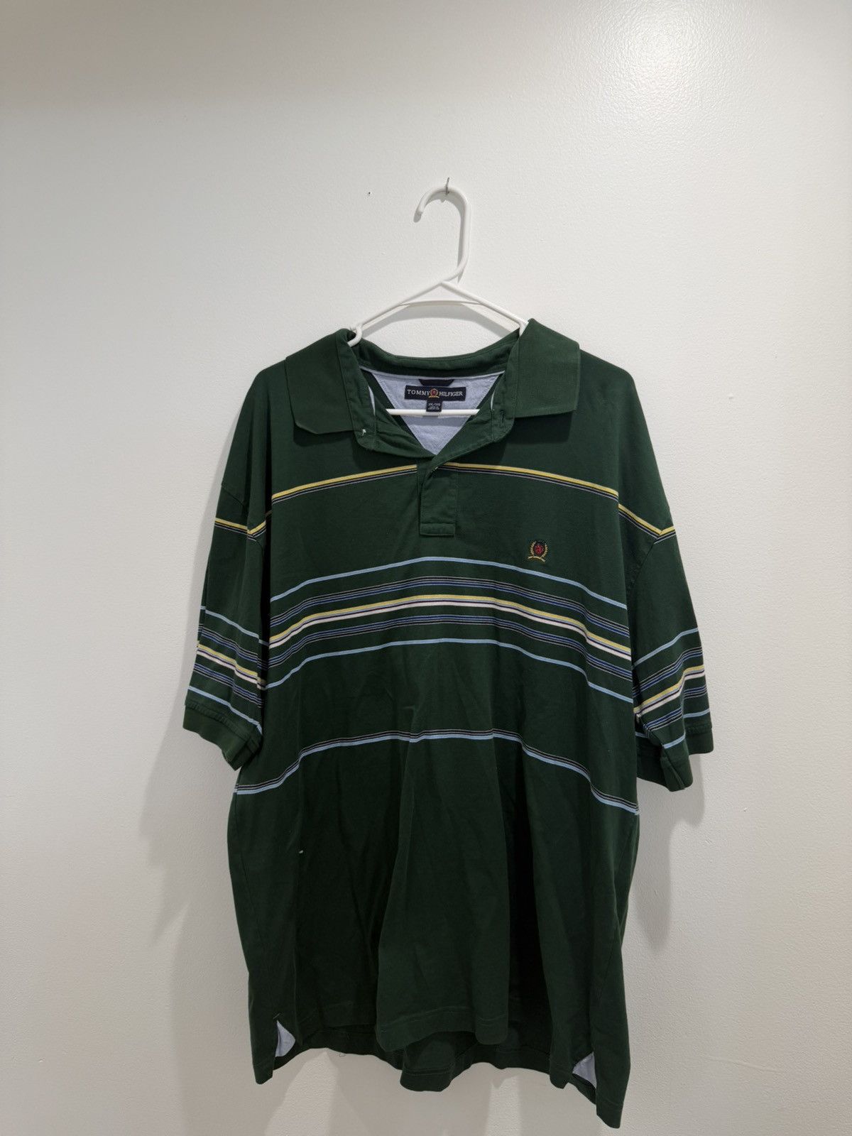 Tommy Hilfiger 90s Tommy Hilfiger "Crest Logo" Striped Polo Size US XL / EU 56 / 4 - 1 Thumbnail