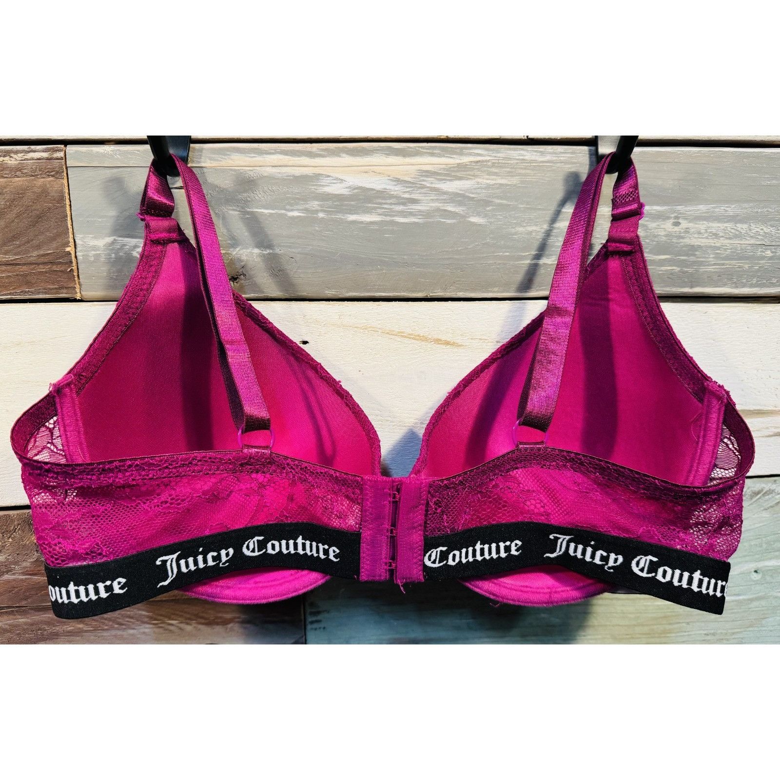 Juicy Couture Juicy Couture Hot Pink Lace Sexy Push Up Bra Size 36D - EXCE Size ONE SIZE - 2 Thumbnail