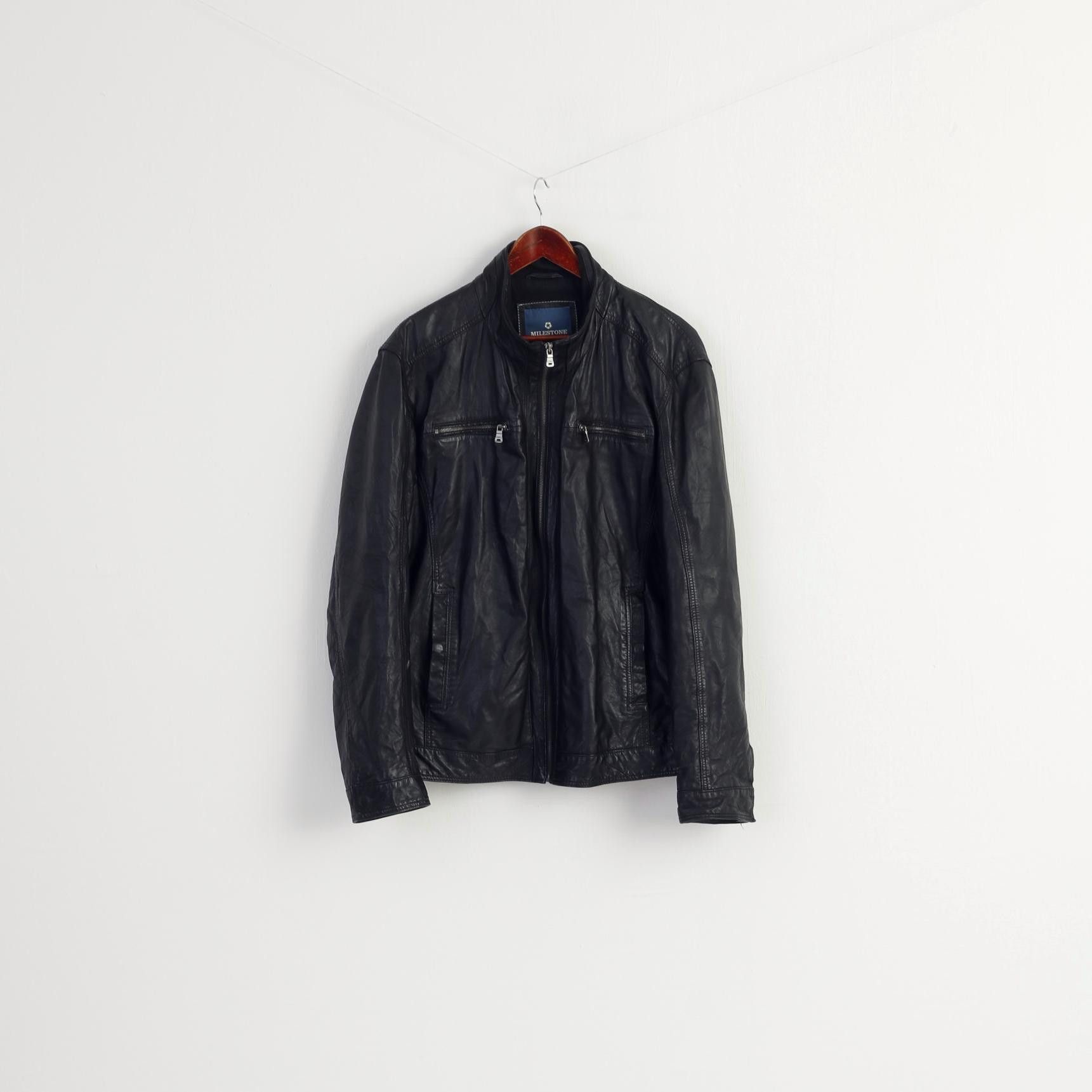 Milestone Milestone Men 58 3XL (XL) Jacket Black Leather 3226 Size 3XL / US 20-22 - 2 Thumbnail