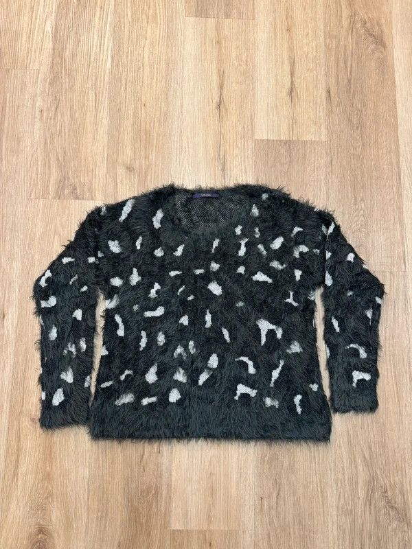 Laurel Laurel Fuzzy Knit Nylon Wool Black White L Abstract Sweater Size L / US 10 / IT 46 - 1 Thumbnail