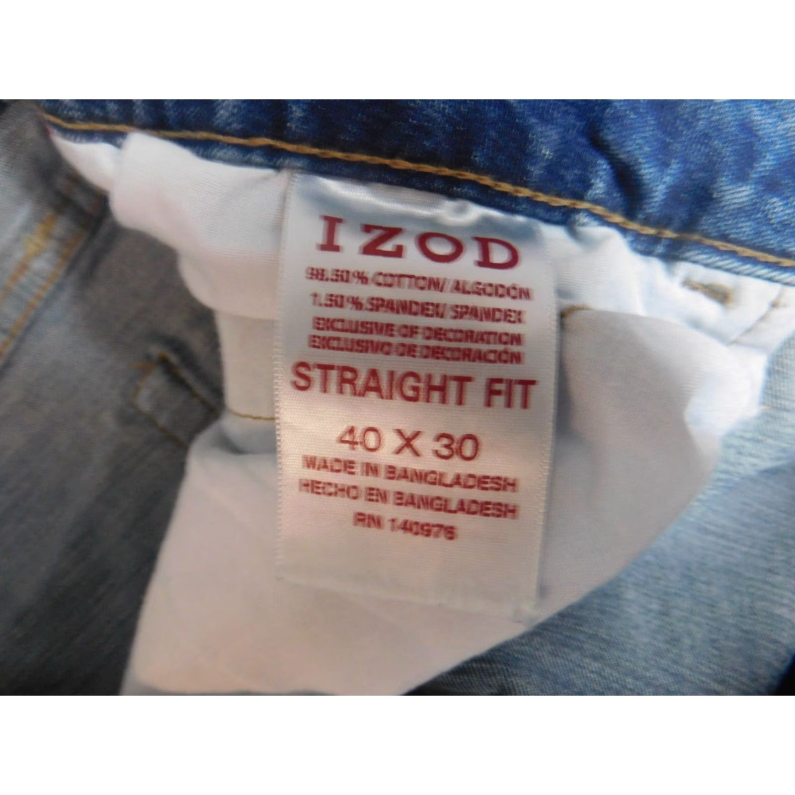 Izod IZOD Jeans, Denim, Blue, Tapered Fit, 37x29, Regular Rise, Button Fly/Zip, Cotton, 37 Waist, 29 Inseam, Mens, Classic, Vintage No Size US 37 - 4 Thumbnail