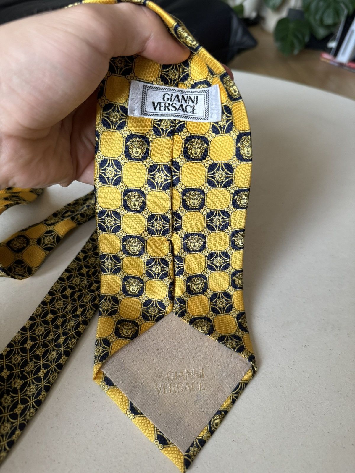 Versace Gianni Versace Tie Vintage 90s Medusa Monogram Designer Rare Size ONE SIZE - 2 Thumbnail