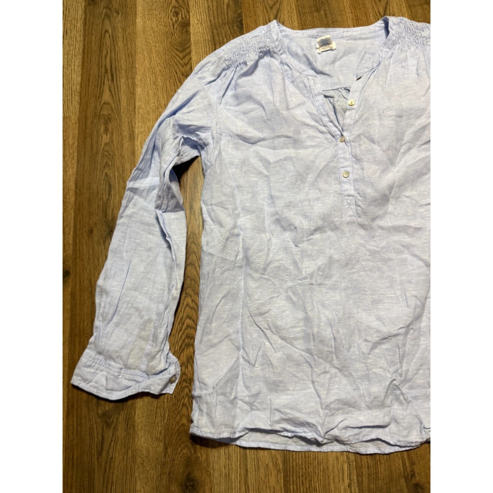 Vintage Sigrid Olsen Shirt Womens Medium Blue Long Sleeve 1/4 Buttons Satin? Size M / US 6-8 / IT 42-44 - 3 Thumbnail