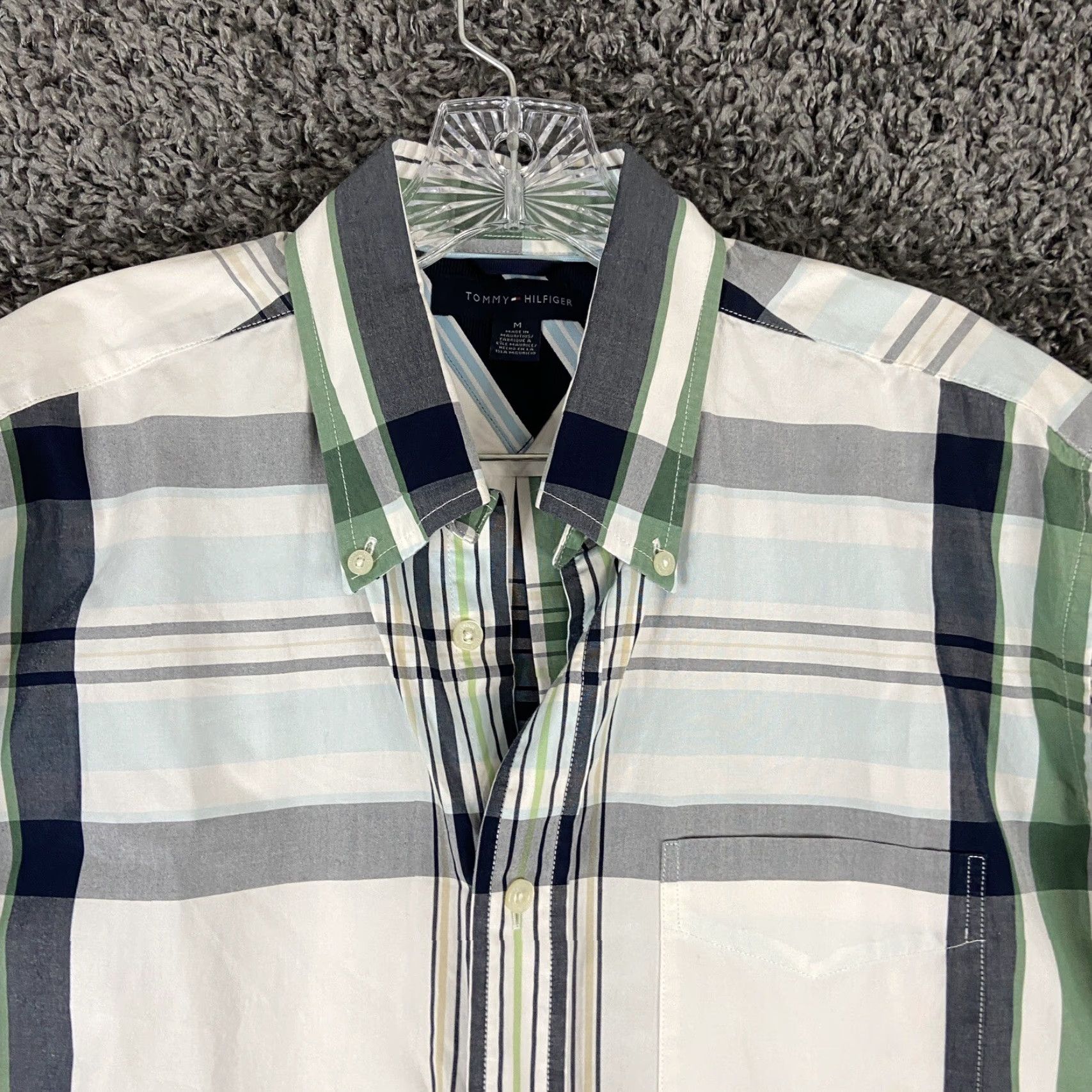 Tommy Hilfiger TOMMY HILFIGER Men's Button-Up Shirt, Size M, Multicolor Plaid, Short Sleeve Size US 31 - 5 Thumbnail