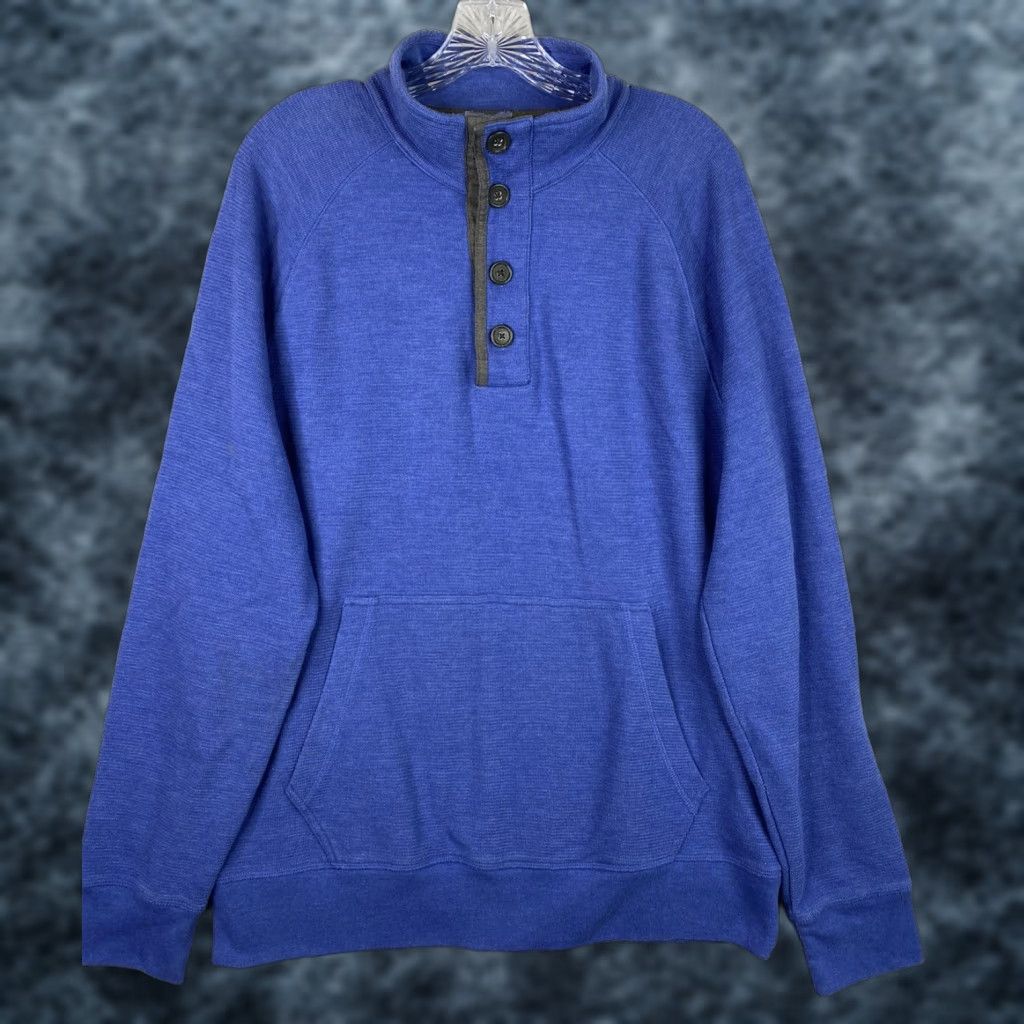 Banana Republic Banana Republic Sweater Mens XL Blue Long Sleeve Pullover Mock Neck Button Pockets Logo Knit Knitwear Casual Size US XL / EU 56 / 4 - 1 Thumbnail