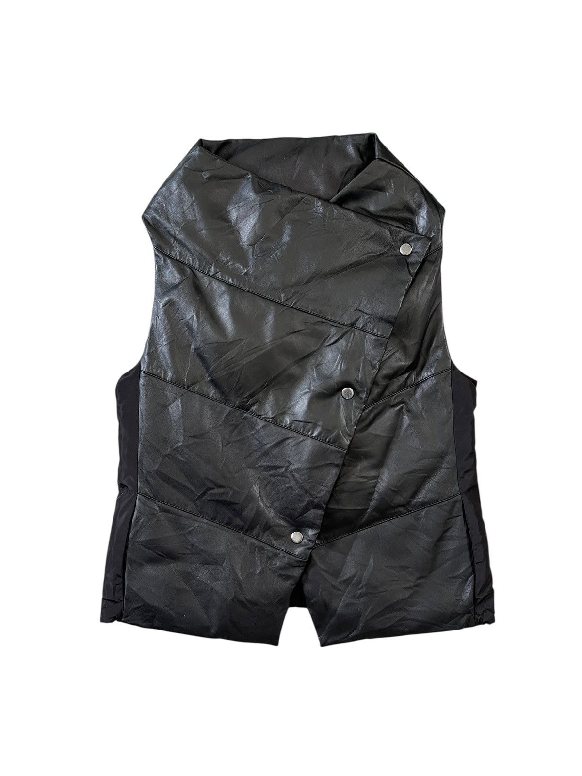 Issey Miyake Ritsuko Shirahama Hybrid Sheepskin Leather Asymmetrical Vest Size US S / EU 44-46 / 1 - 1 Thumbnail