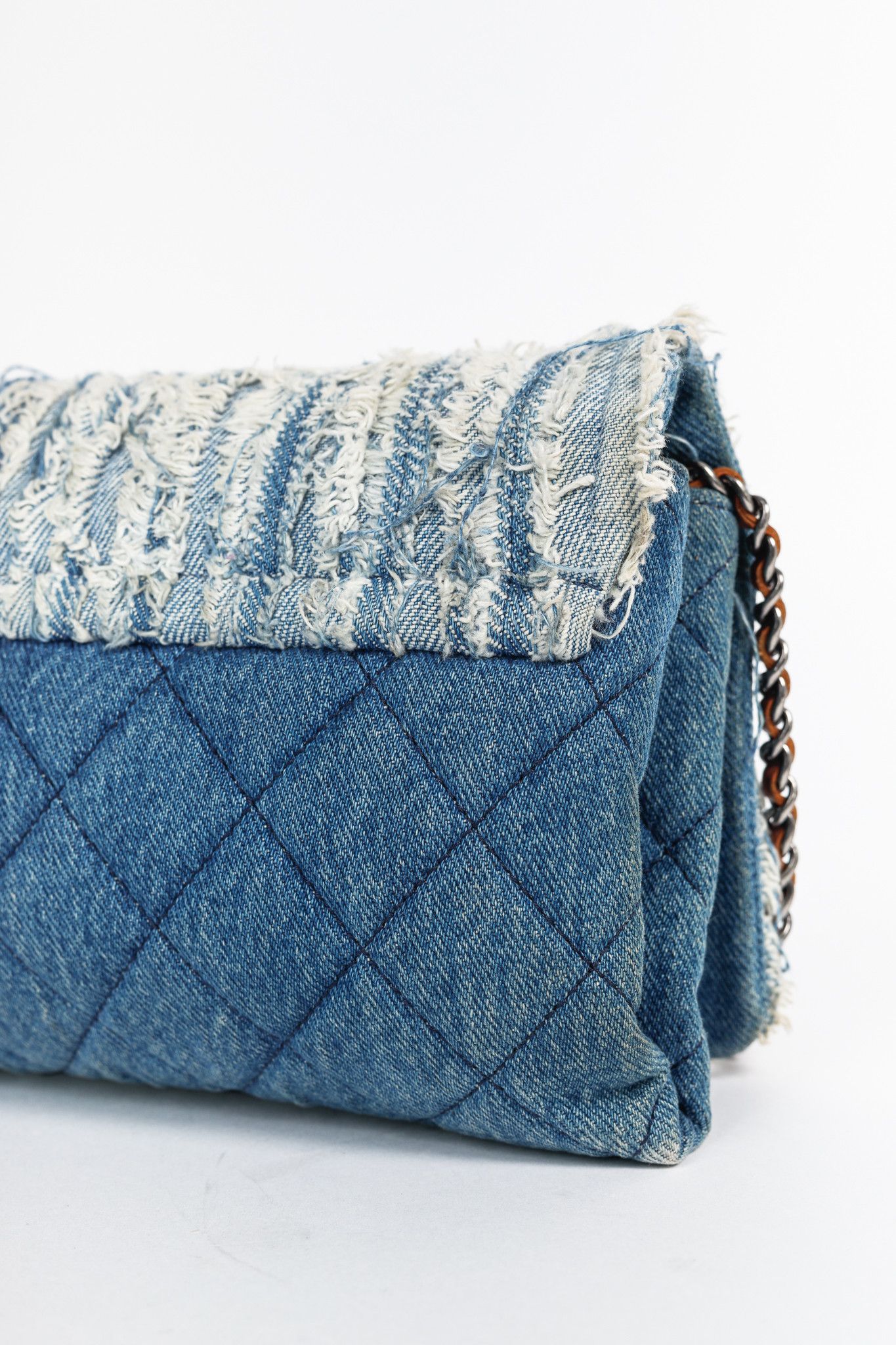 Chanel Chanel 15P Blue Denim Fringe CC Medium Flap Bag Size ONE SIZE - 8 Thumbnail