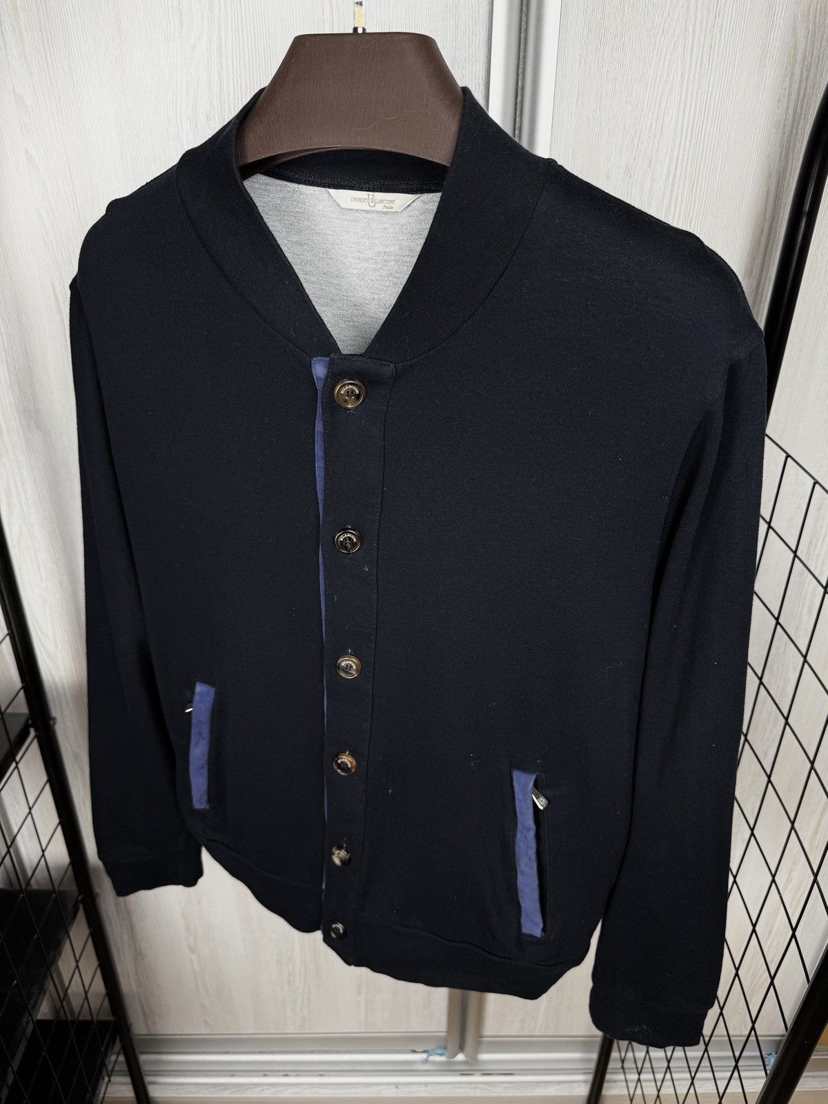 Other Umberto Bilancioni navy blue silk cotton lux bomber jacket Size US L / EU 52-54 / 3 - 8 Thumbnail