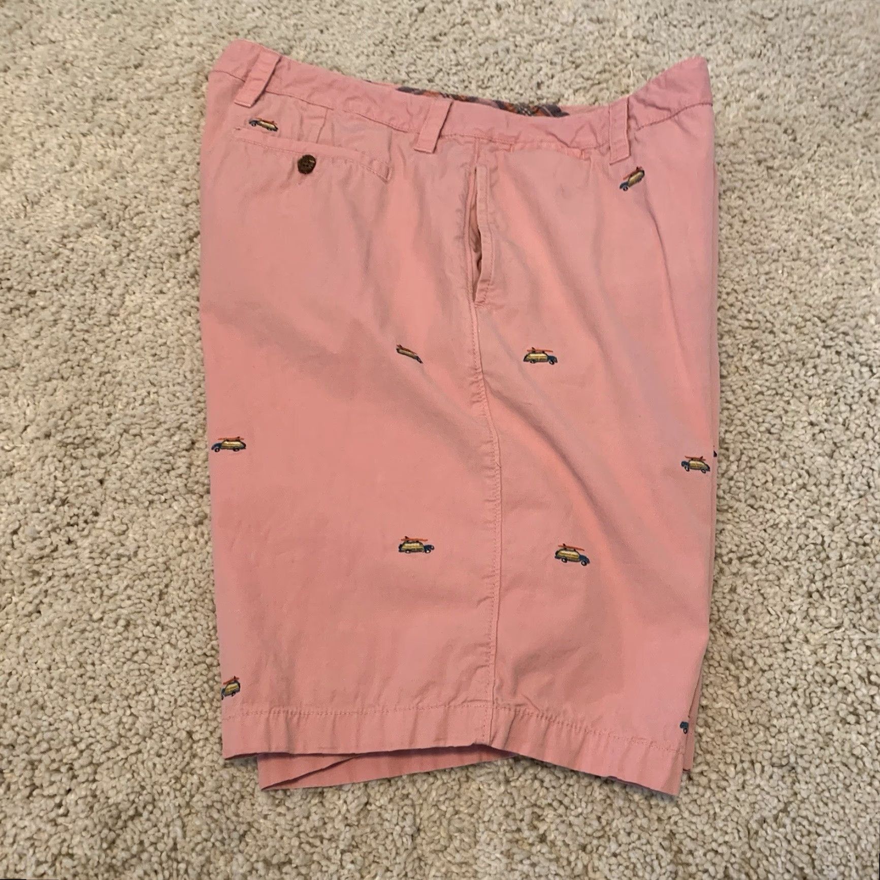 Vintage Taylor Shorts Mens 40 Pink Car Print Chino Vintage Woody Surf Casual Easy Care Lightweight Cotton Size US 40 / EU 56 - 5 Thumbnail