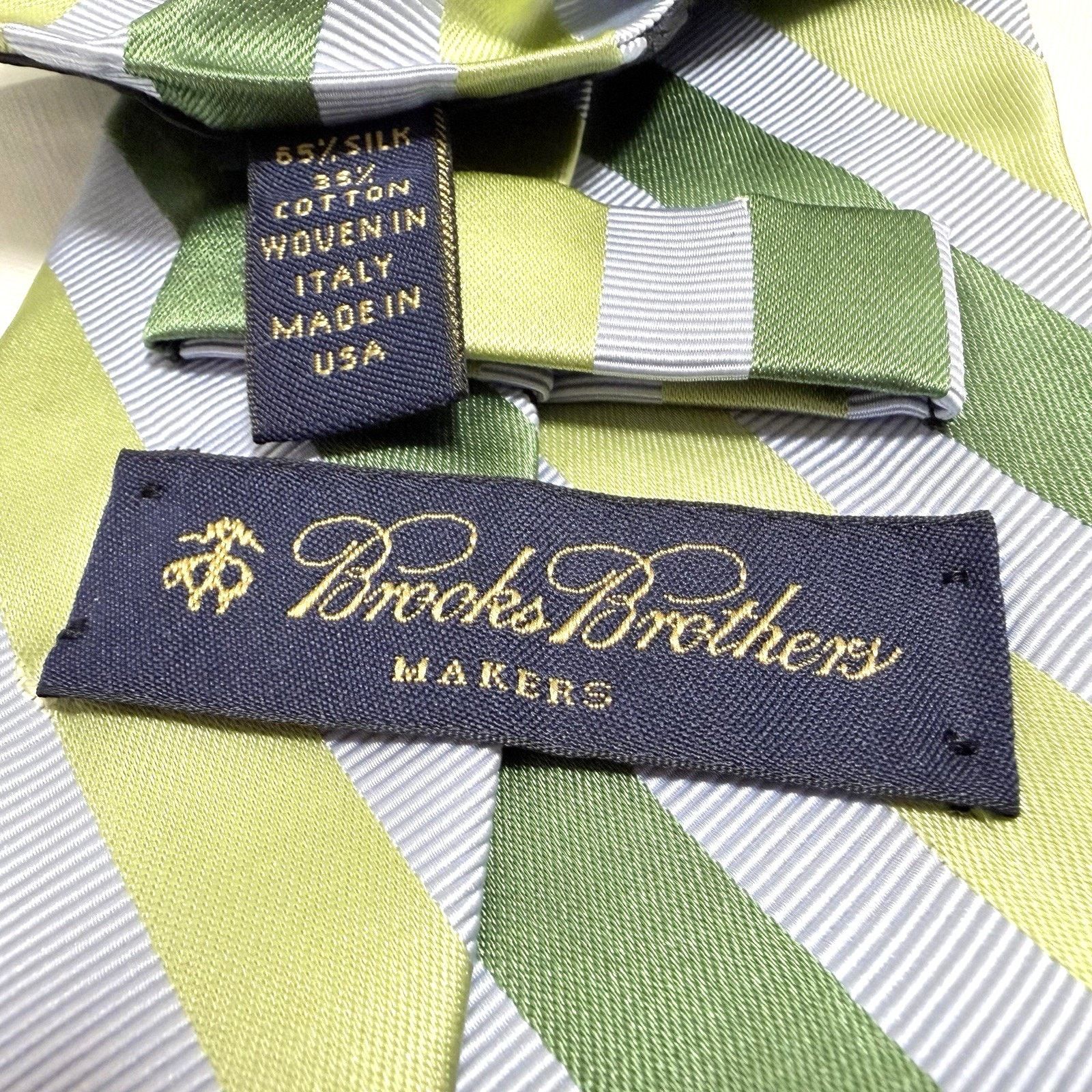 Brooks Brothers Brooks Brothers Makers Green/Blue Stripe Silkblend Tie 2000s Size ONE SIZE - 2 Thumbnail
