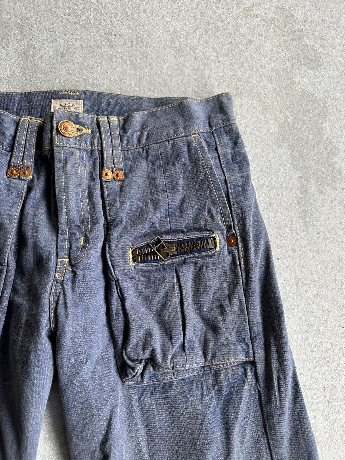 Japanese Brand SEND OFFERS 🩸 LUCY Jeans Big Pocket Denim RARE Ankle Pants Size US 30 / EU 46 - 6 Thumbnail