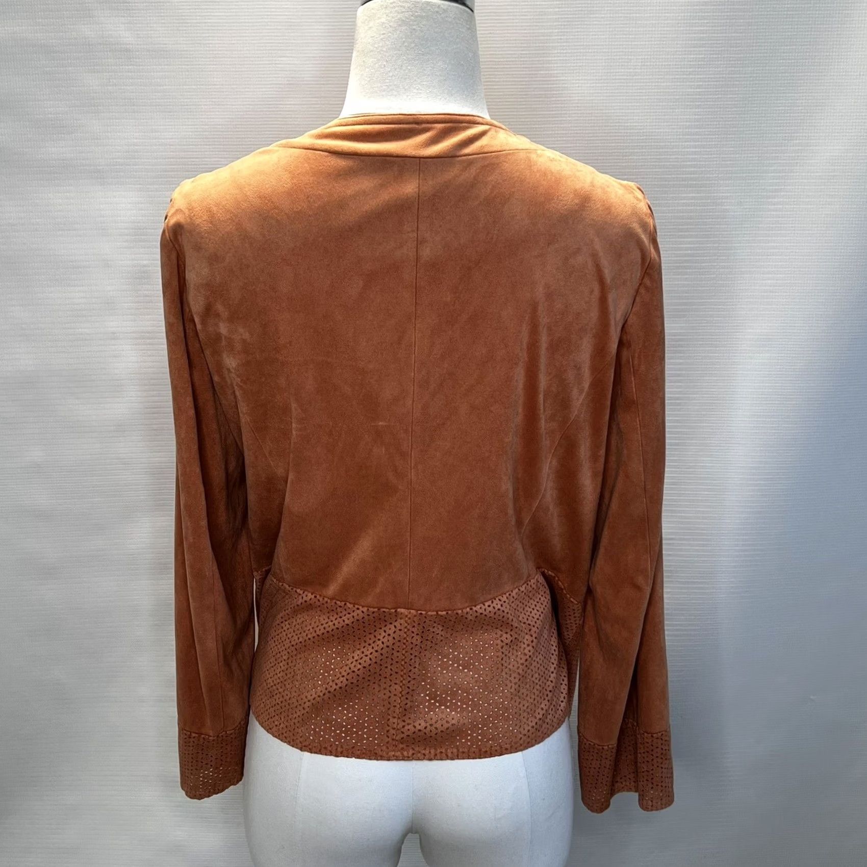 Vintage Chicos Womens Blazer Cardigan Open Face Waterfall Draping Orange Knit Long Sleeve Size M Size M / US 6-8 / IT 42-44 - 3 Thumbnail
