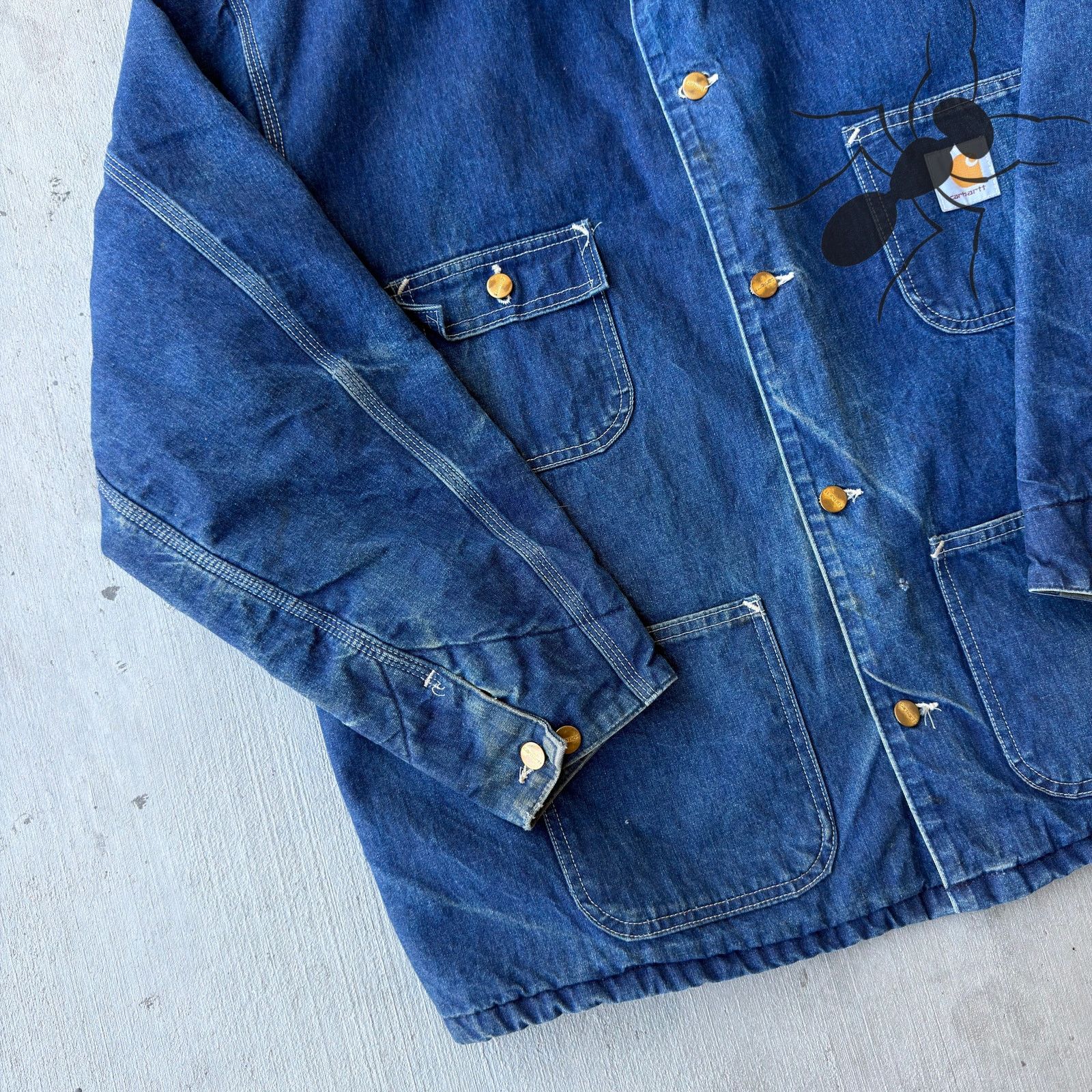 Carhartt × Vintage Vintage Carhartt denim blue chore button up coat work jacket Size US XL / EU 56 / 4 - 2 Thumbnail