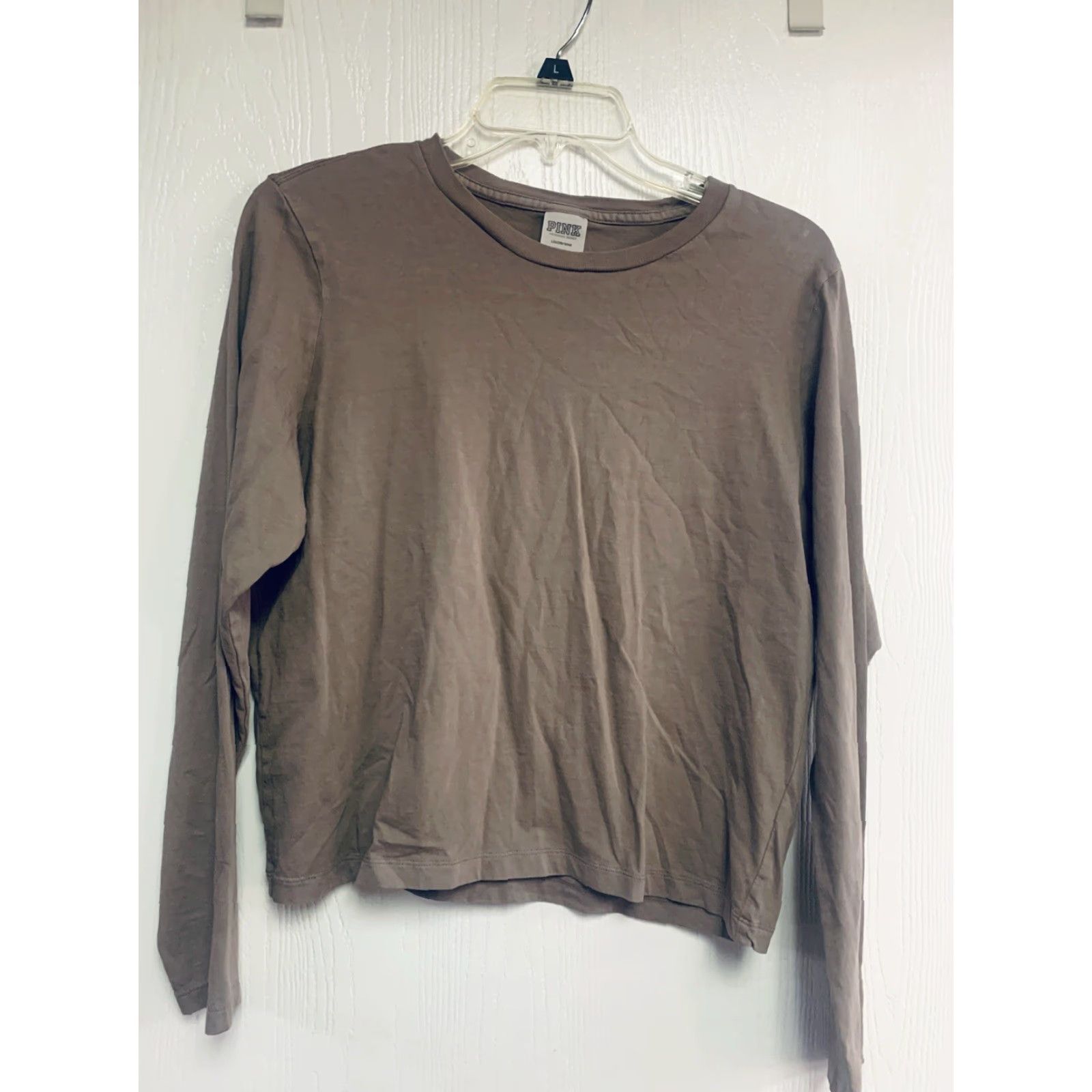 Victoria's Secret VINTAGE Victoria's Secret PINK Long Sleeve Crop Top Shirt Light Brown Size Large Size L / US 10 / IT 46 - 2 Thumbnail