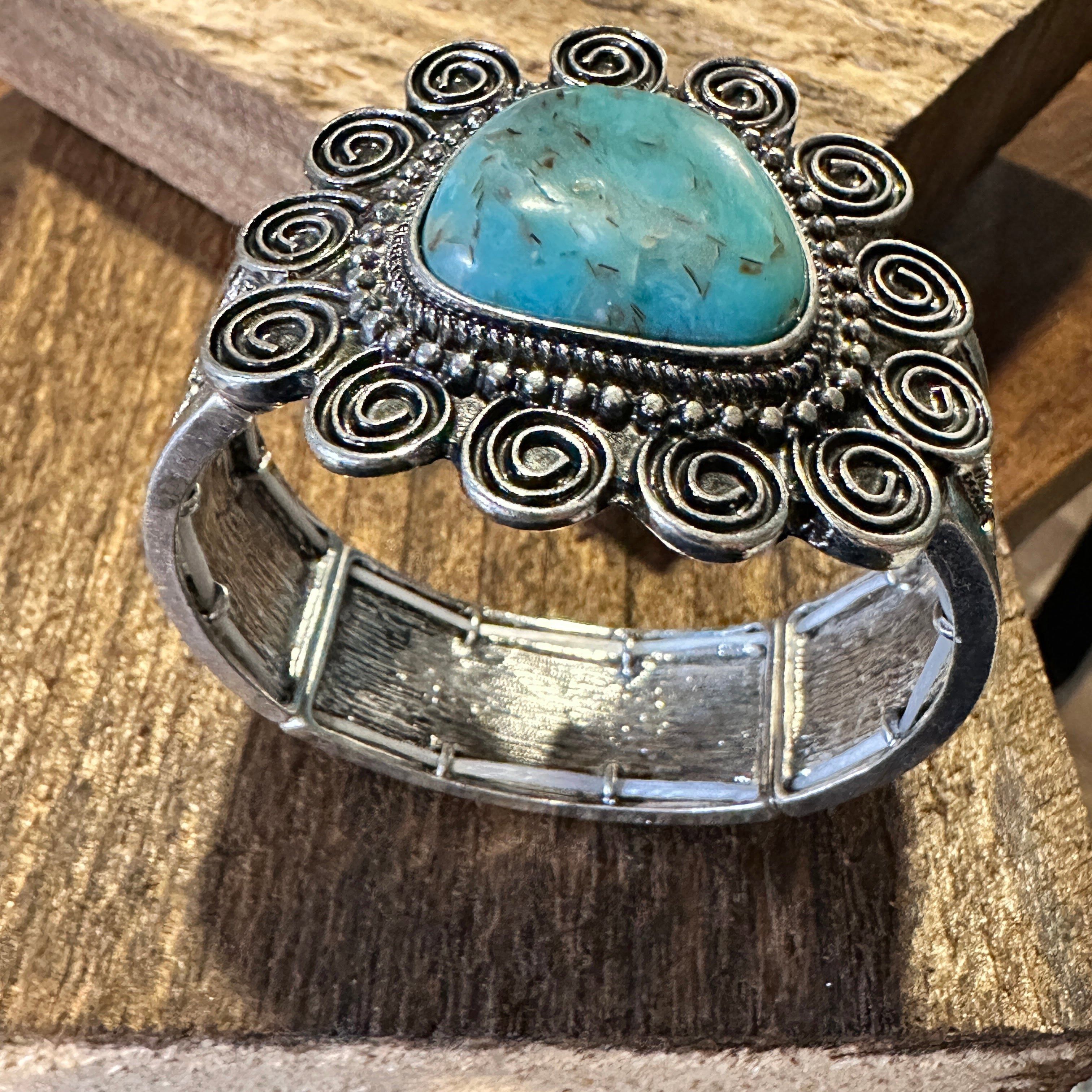 Other Boho Vintage Southwestern Cowgirl Scroll Cuff Bracelet, Turq Size ONE SIZE - 9 Thumbnail