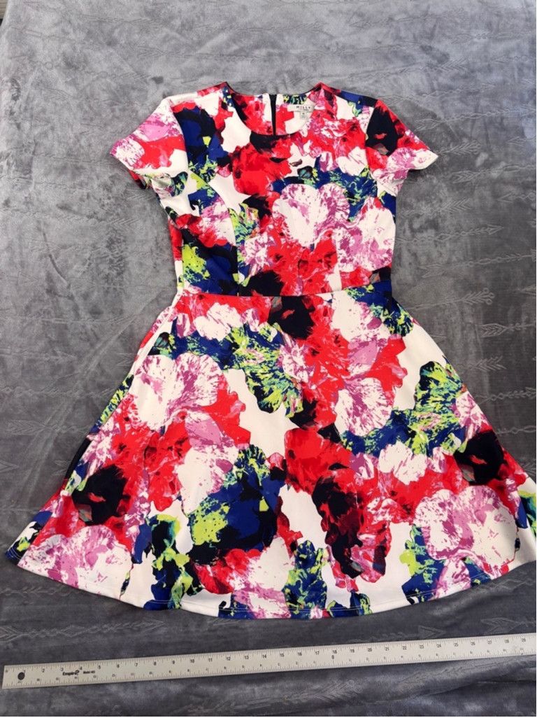 MILLY Women's Milly Floral Print Dress Size 10 Multi-color Size L / US 10 / IT 46 - 8 Thumbnail