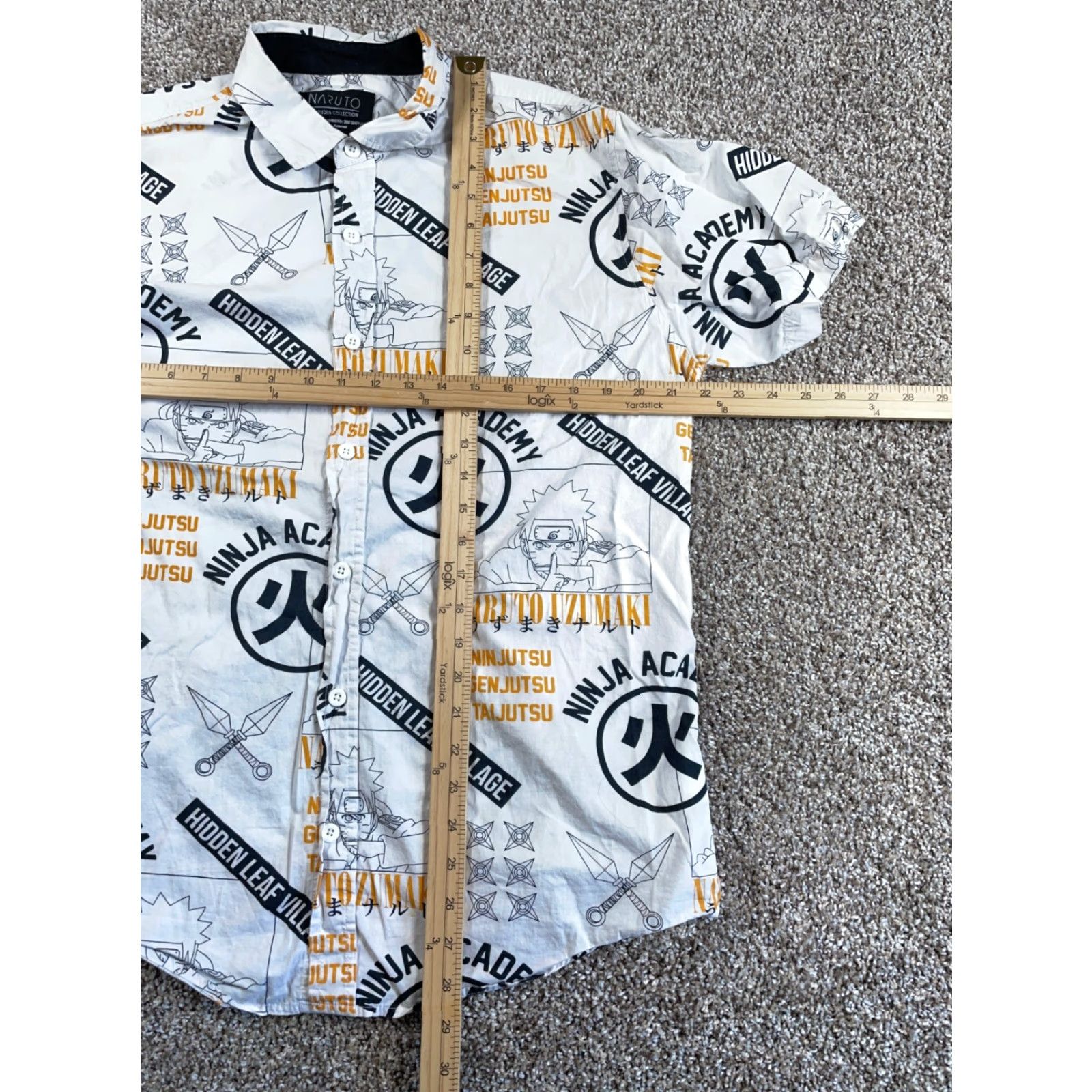 Vintage Naruto Shippuden AOP Shirt Adult Large White Anime Viz Media Ninja Academy Mens Size US L / EU 52-54 / 3 - 5 Thumbnail