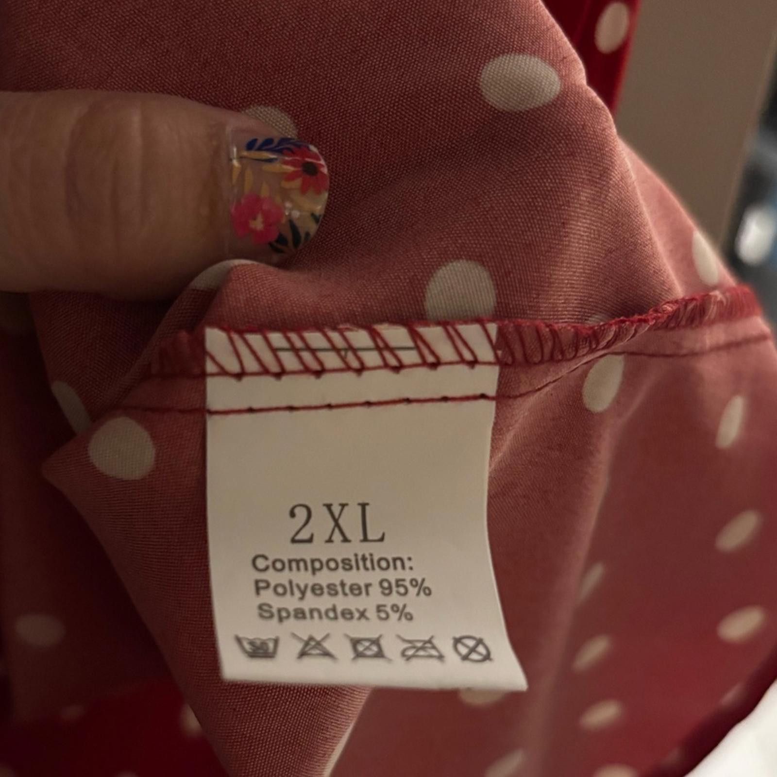 Other Stylish Red Dress with White Dots Size XXL / US 16-18 / IT 52-54 - 2 Thumbnail