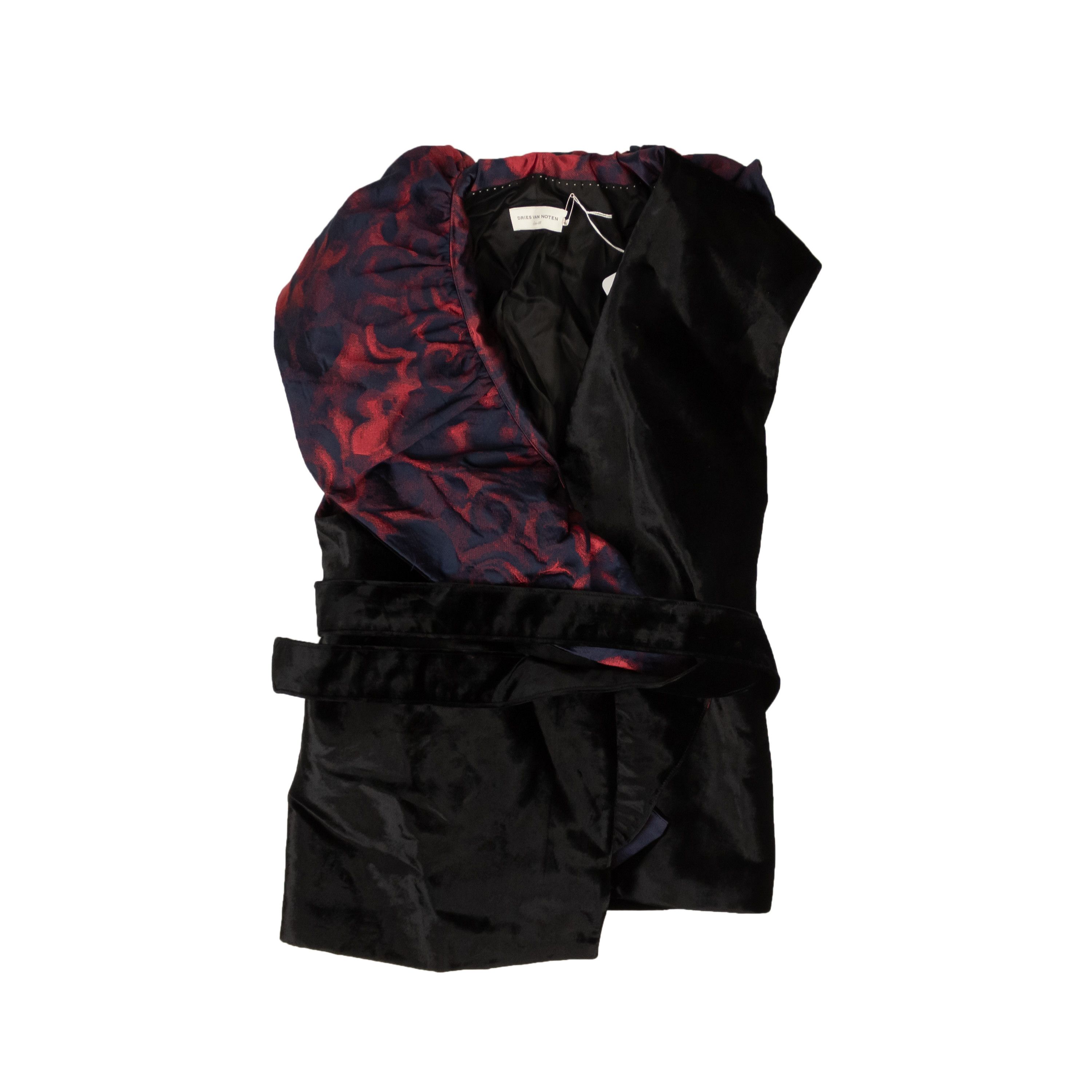 image of Dries Van Noten Black And Blue/red Ruffle Jacket Vest Size 2/38, Women's