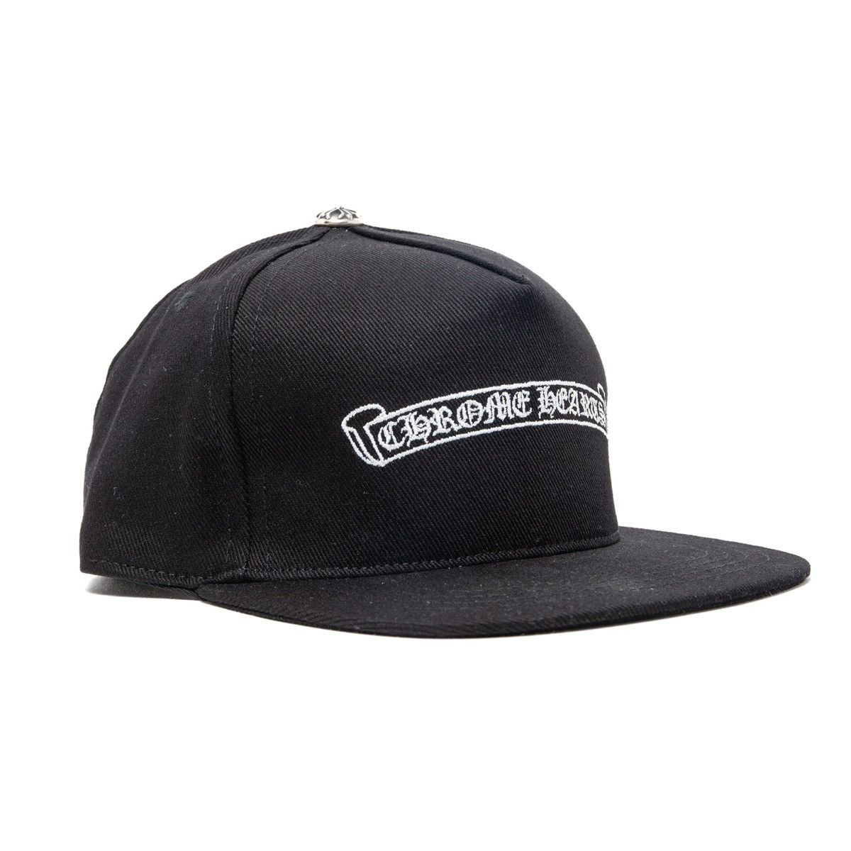 Chrome Hearts Embroidered Scroll Logo Baseball Hat Black White Size ONE SIZE - 2 Thumbnail