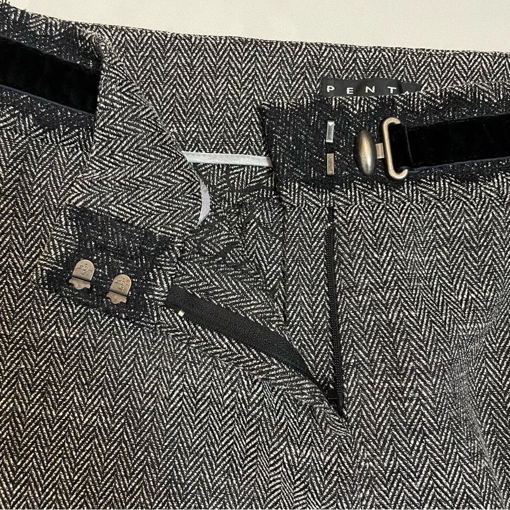 Other Penta Herringbone Grey Velvet Lace Waist Detail Pants Size Size 36" / US 14 / IT 50 - 5 Thumbnail