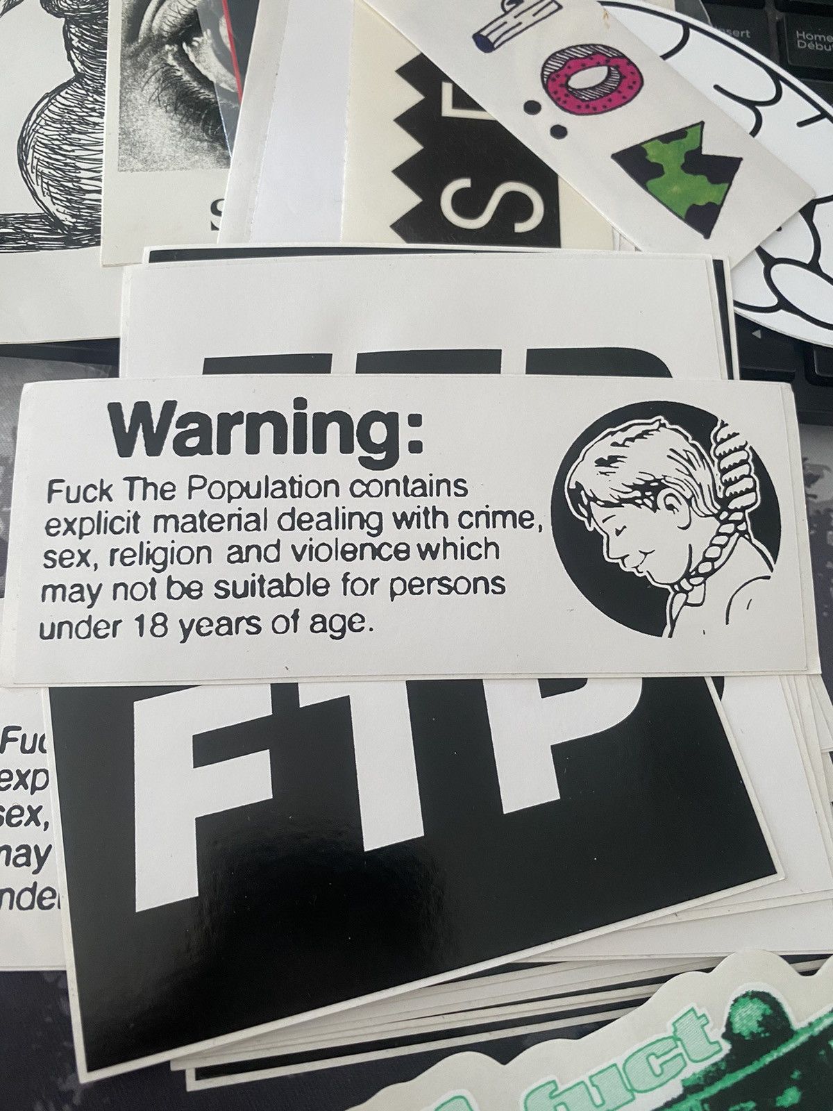Fuck The Population FTP warning sticker Size ONE SIZE - 1 Preview