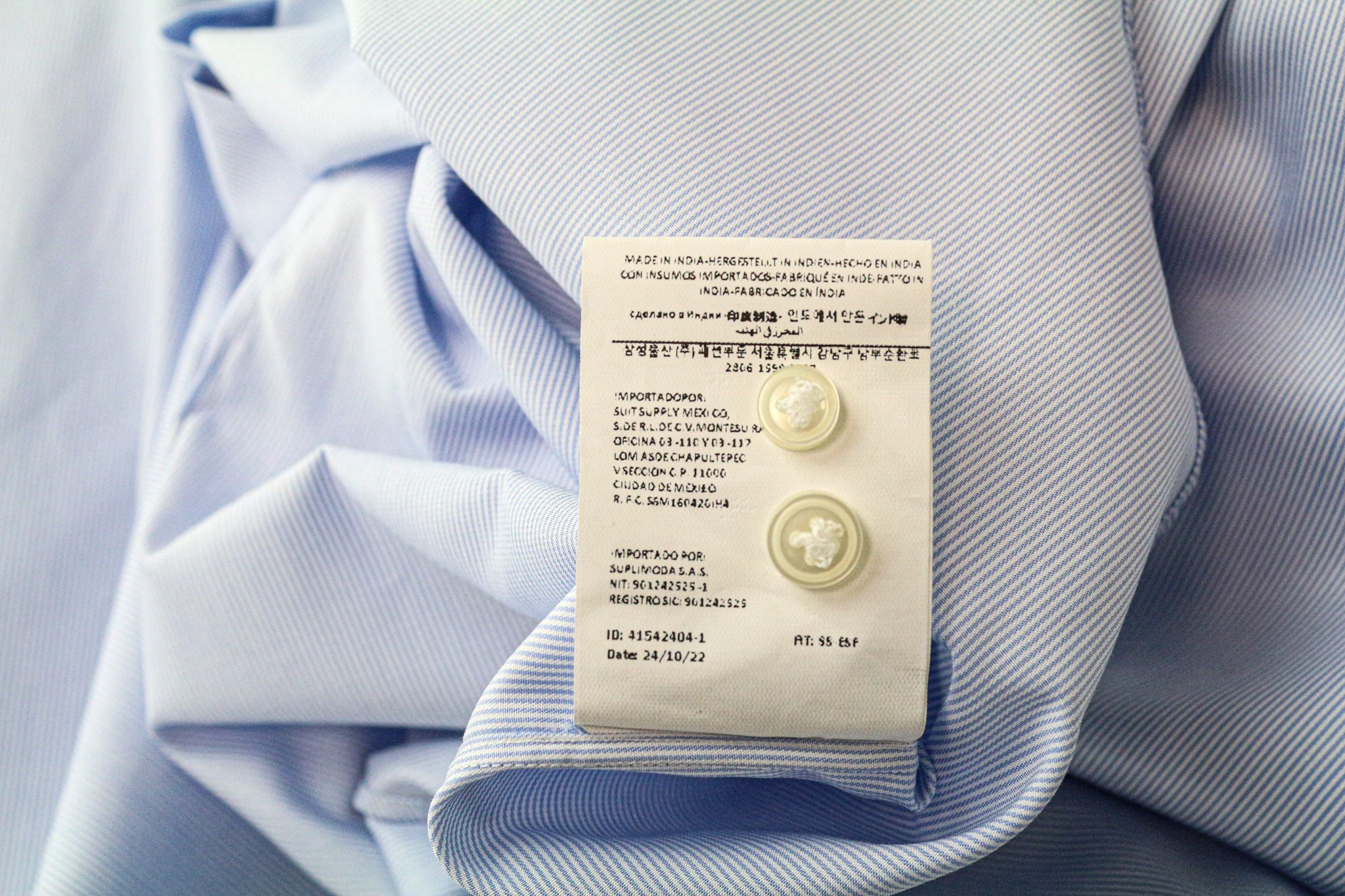 Suitsupply ~L Extra Slim Blue Cotton Striped Shirt 77156 Size US L / EU 52-54 / 3 - 7 Thumbnail
