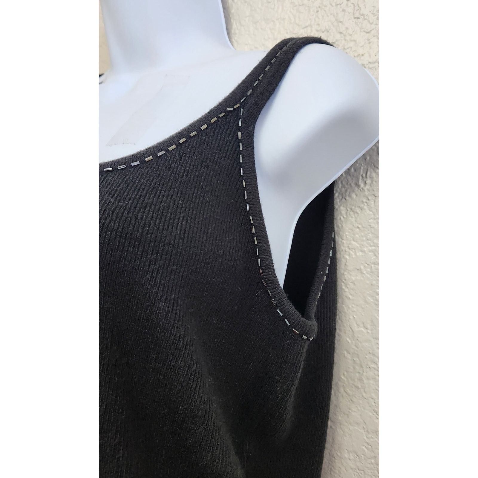 Other Amanda Smith Black Knit Beading Detail Tank Top Medium Soft Size M / US 6-8 / IT 42-44 - 3 Thumbnail