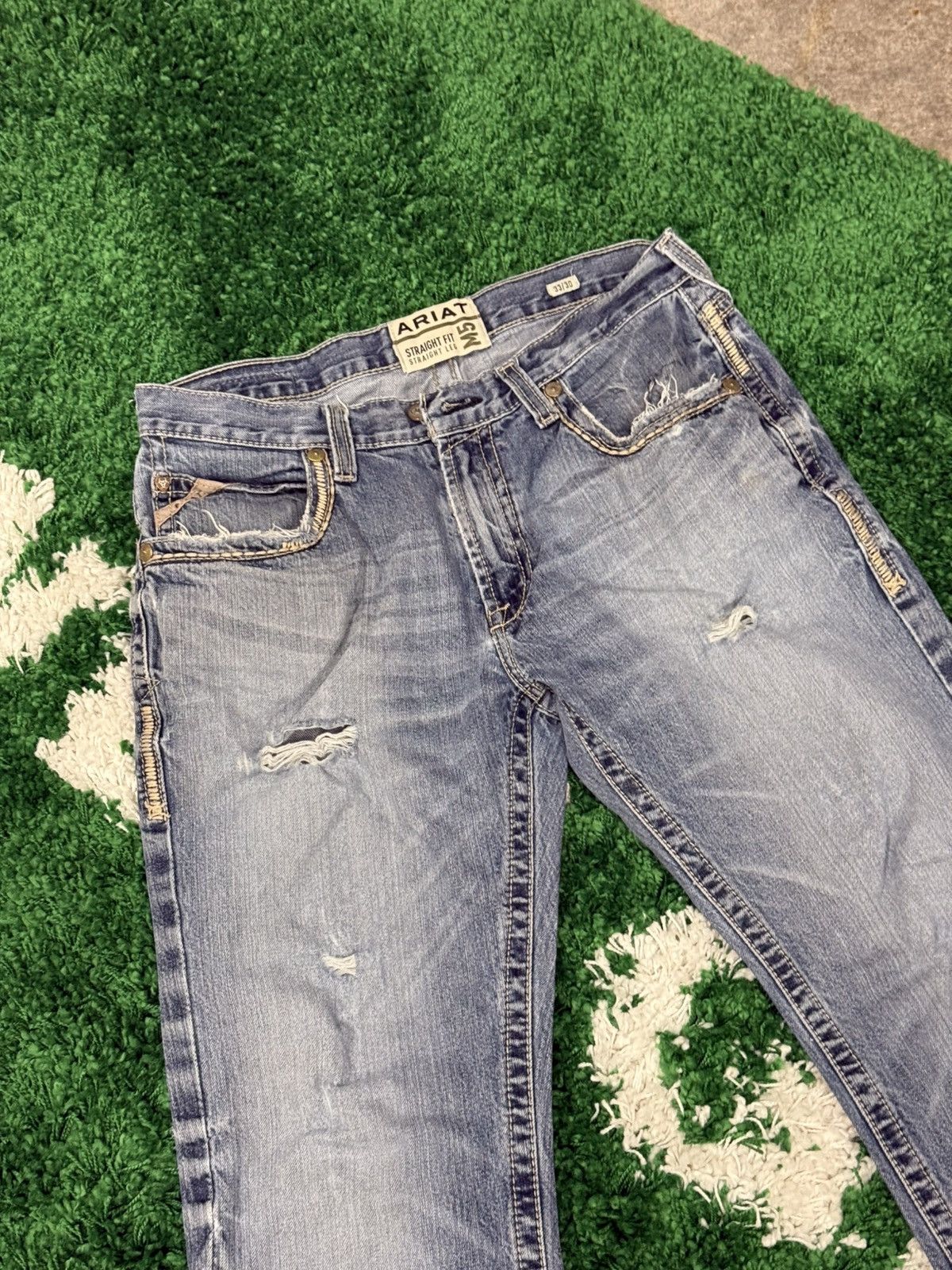 Ariat Ariat Straight Leg Contrast Stitch Denim Jeans 33 x 30 Size US 33 - 8 Thumbnail