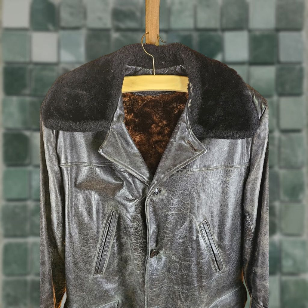 Vintage VINTAGE Unbranded SHEEPSKIN SHEARLING LINING BLACK LEATHER JACKET SZ 42 Coat Men Size US XS / EU 42 / 0 - 1 Thumbnail