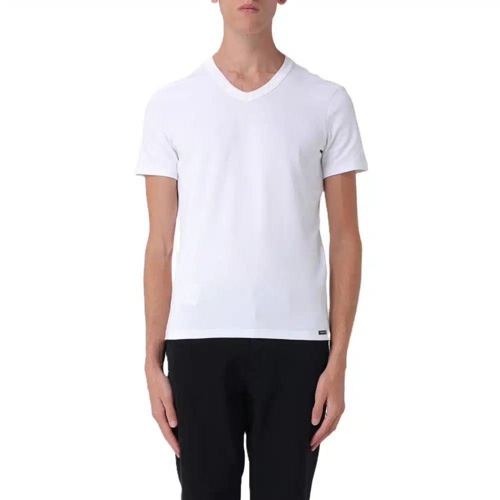 Tom Ford o1loc1c0526 IST4M09 V neck Underwear Cotton T-Shirt in White Size US M / EU 48-50 / 2 - 1 Thumbnail