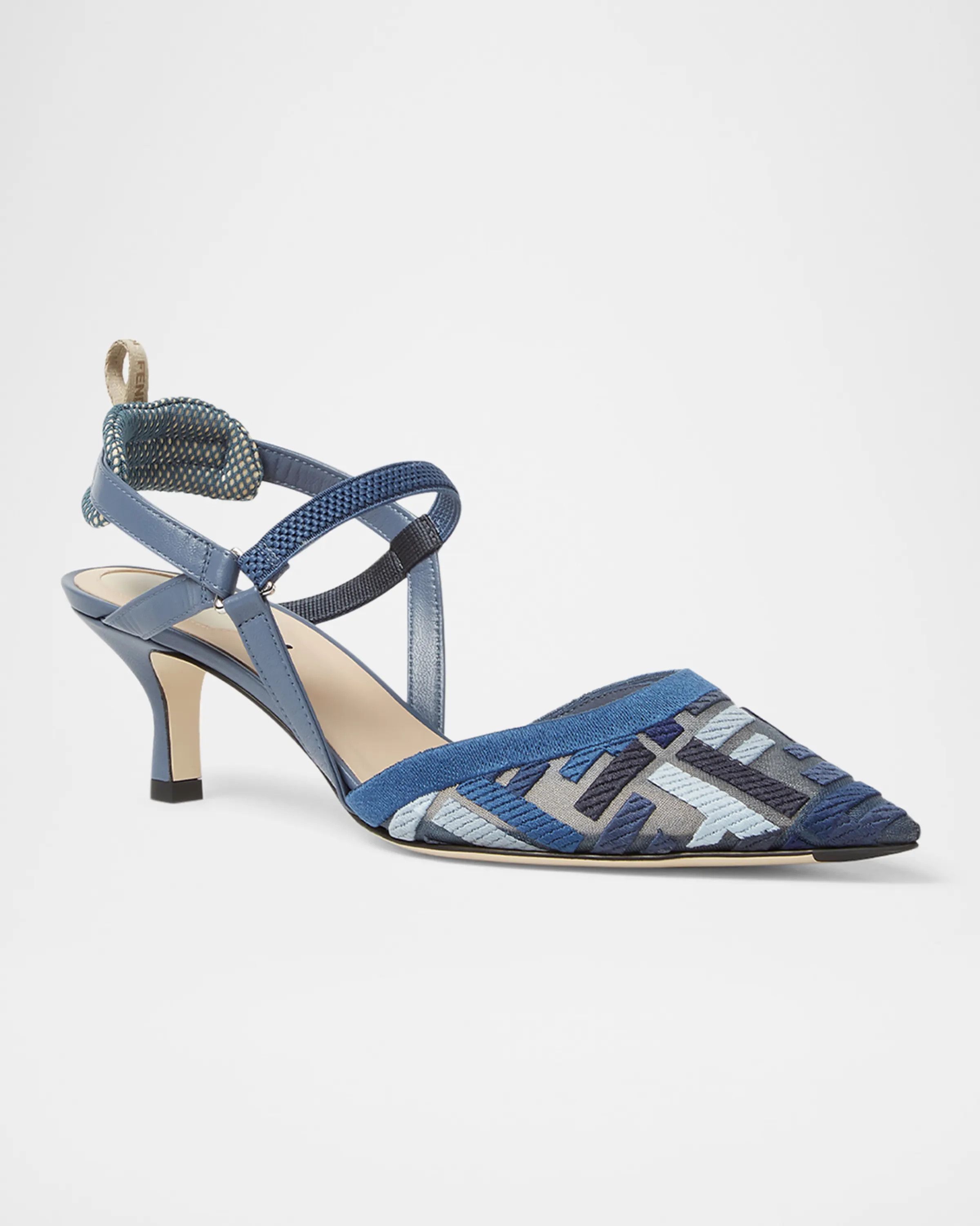 Fendi os11x0126 Colibri FF Pointed Slingback Kitten Pumps Size US 9 / IT 39 - 2 Thumbnail