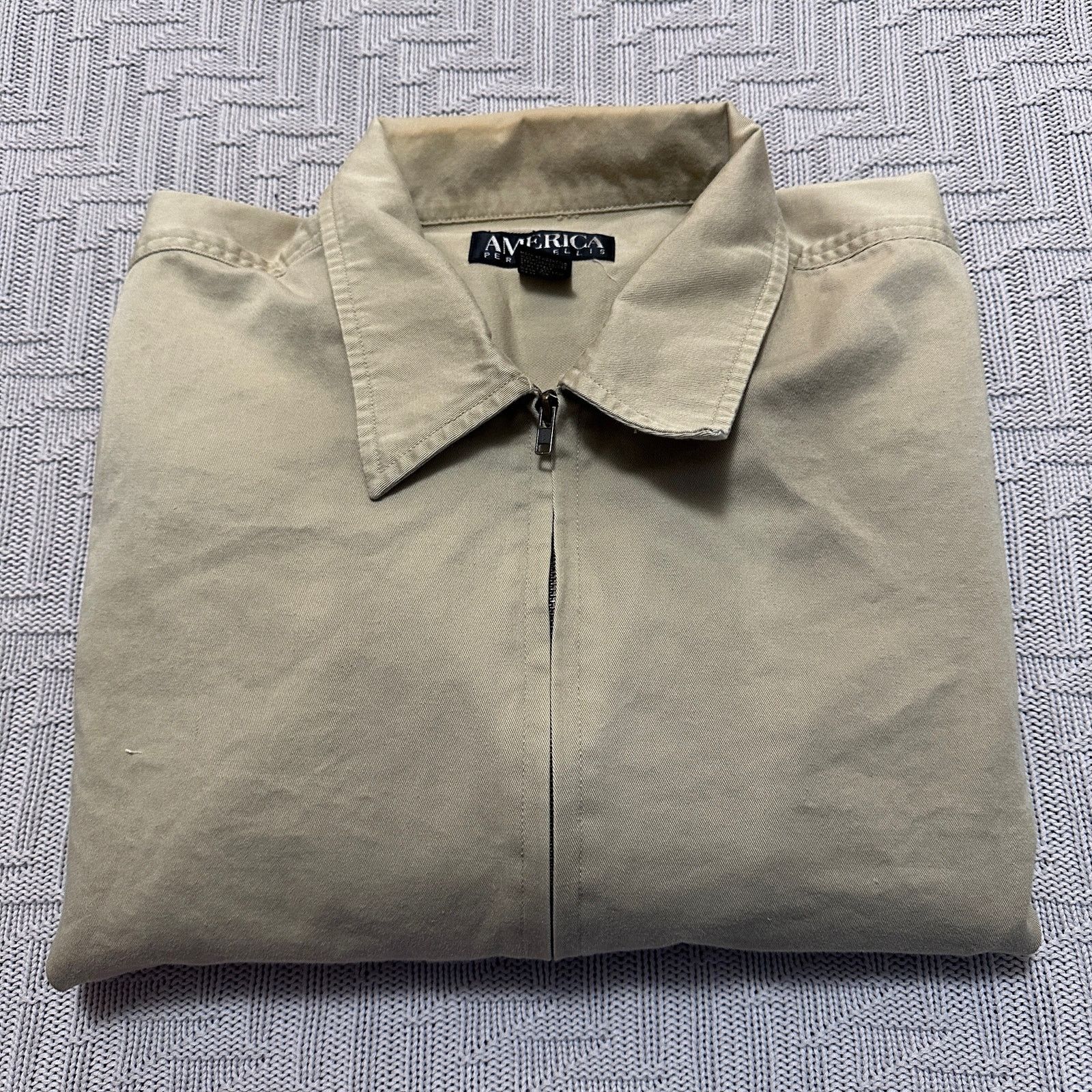 Perry Ellis Vintage 90s Perry Ellis tan windbreaker jacket size L Size US L / EU 52-54 / 3 - 1 Thumbnail