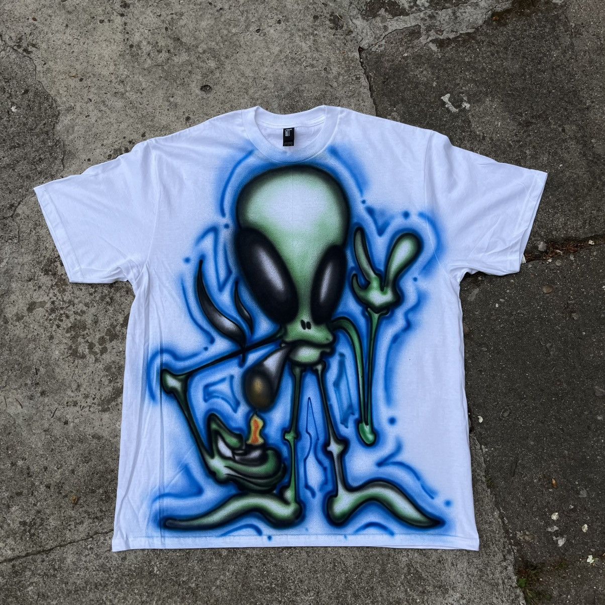 Band Tees × Vintage Custom Alien Smoking zaza airbrush Size US L / EU 52-54 / 3 - 2 Thumbnail