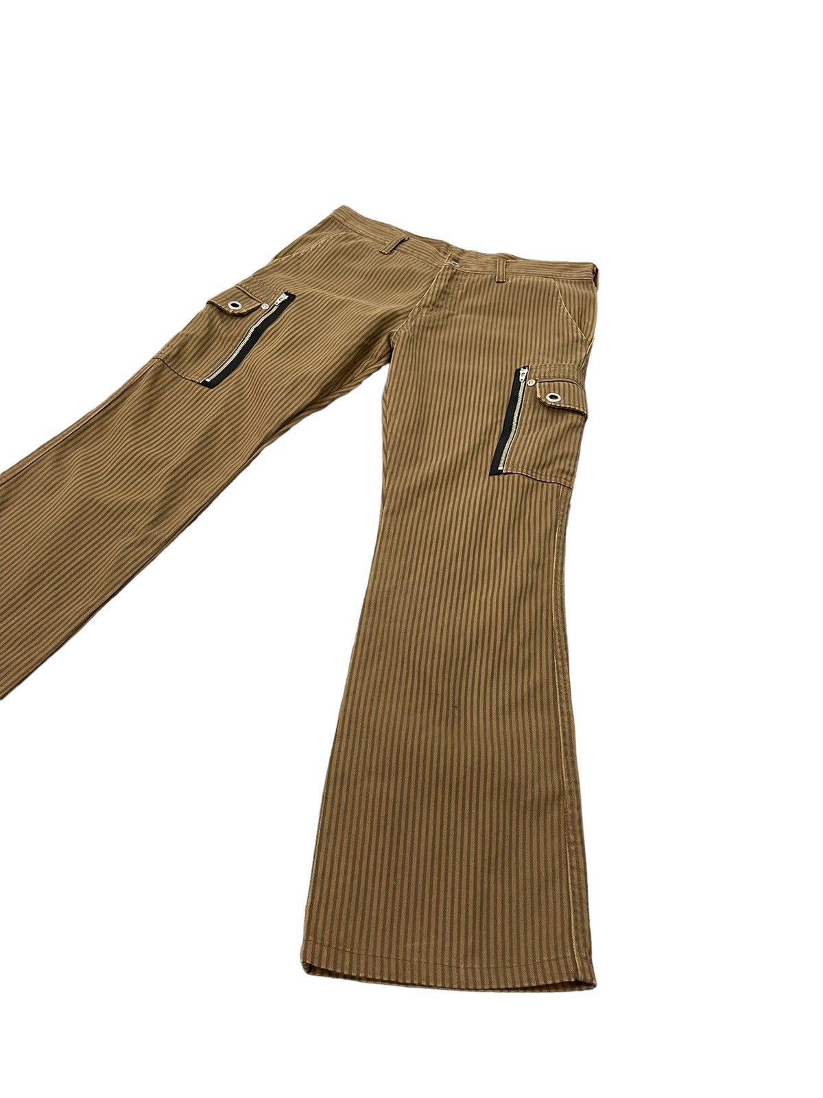 Japanese Brand Flare Cargo Semantic Design Striped Faded Boot Cut 7🟦3 Size US 31 - 3 Thumbnail