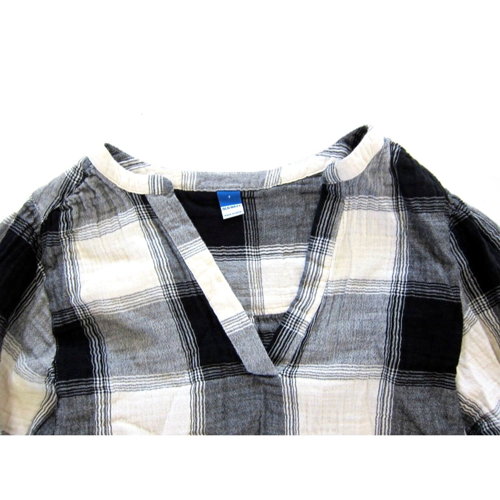 Old Navy Old Navy Cotton Gauze Black White Plaid Pocket Tunic Dress S Size M / US 6-8 / IT 42-44 - 3 Thumbnail