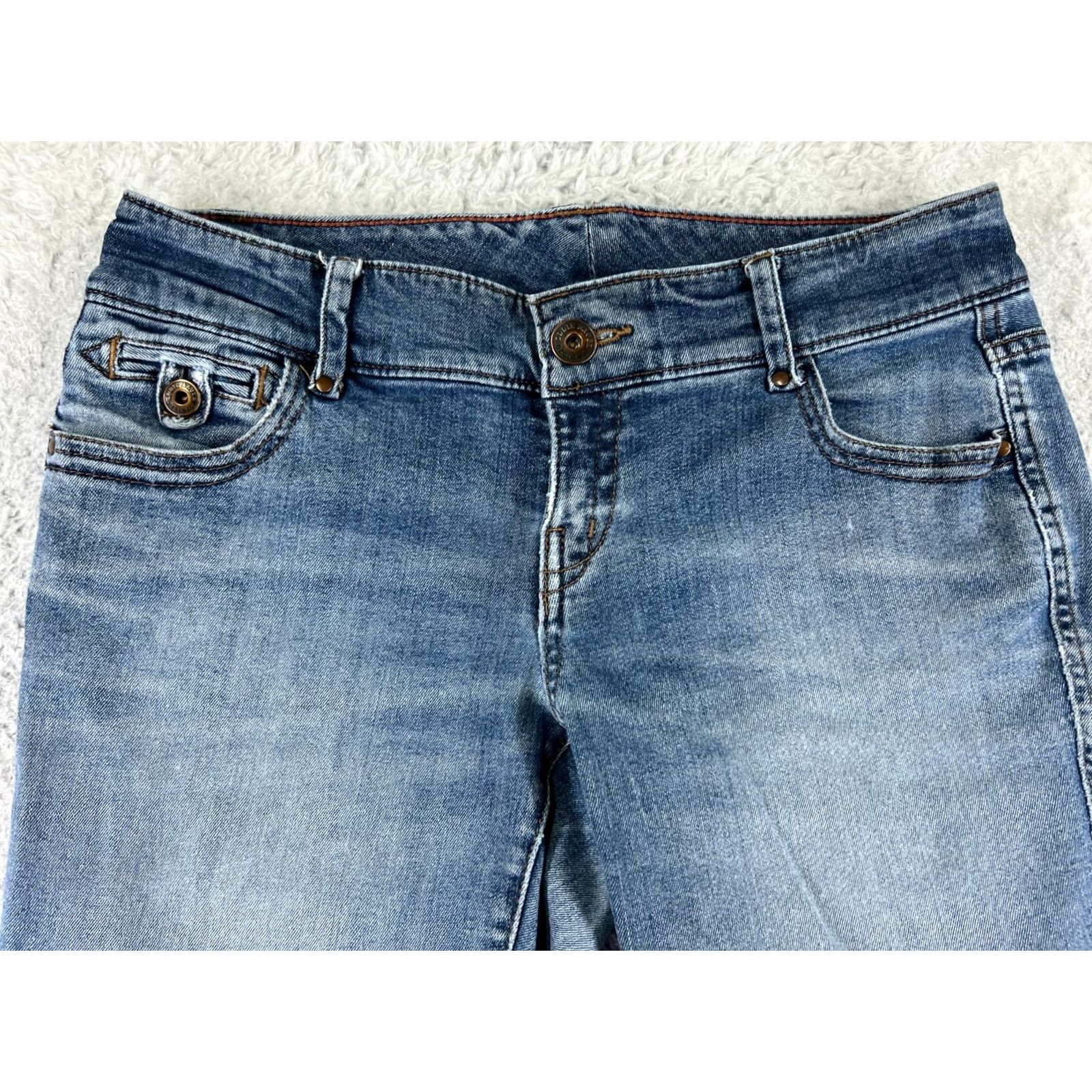 Eddie Bauer Eddie Bauer Jeans Womens 4 Blue Denim Flared Low Rise Stretch 29x31 Cotton Blend Pants Size 27" / US 4 / IT 40 - 4 Thumbnail