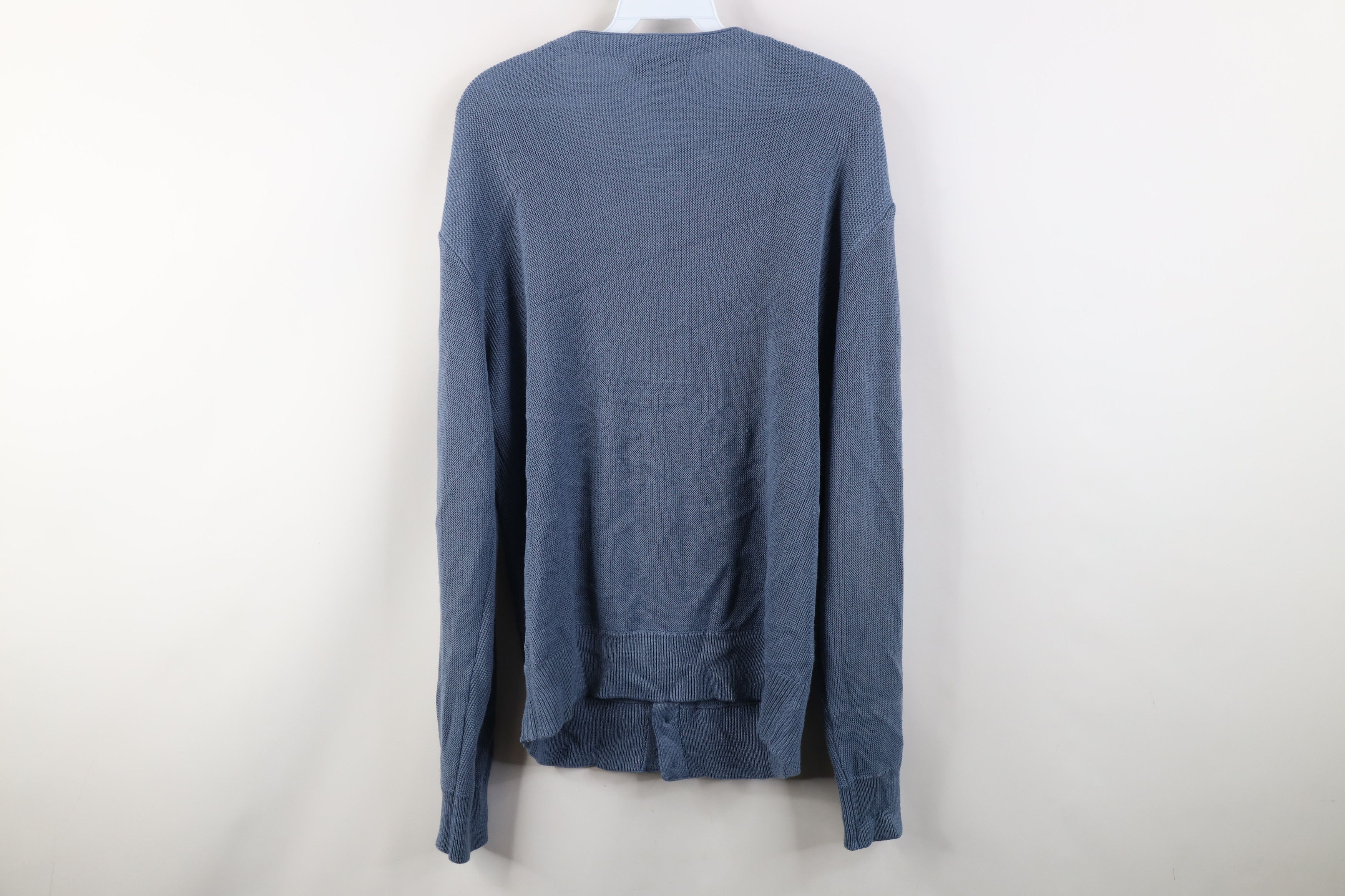 Vintage Vintage 90s Streetwear Ribbed Knit Cardigan Sweater Blue Size US L / EU 52-54 / 3 - 8 Thumbnail