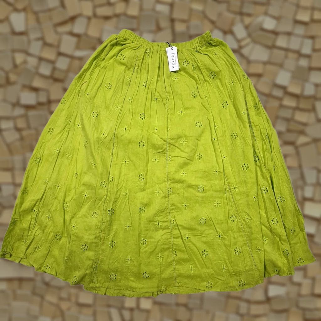 Velvet Velvet by Graham & Spencer Skirt Womens Maxi XS Cotton Green Elastic Waist Lined All Seasons Long Size 26" / US 2 / IT 38 - 1 Thumbnail