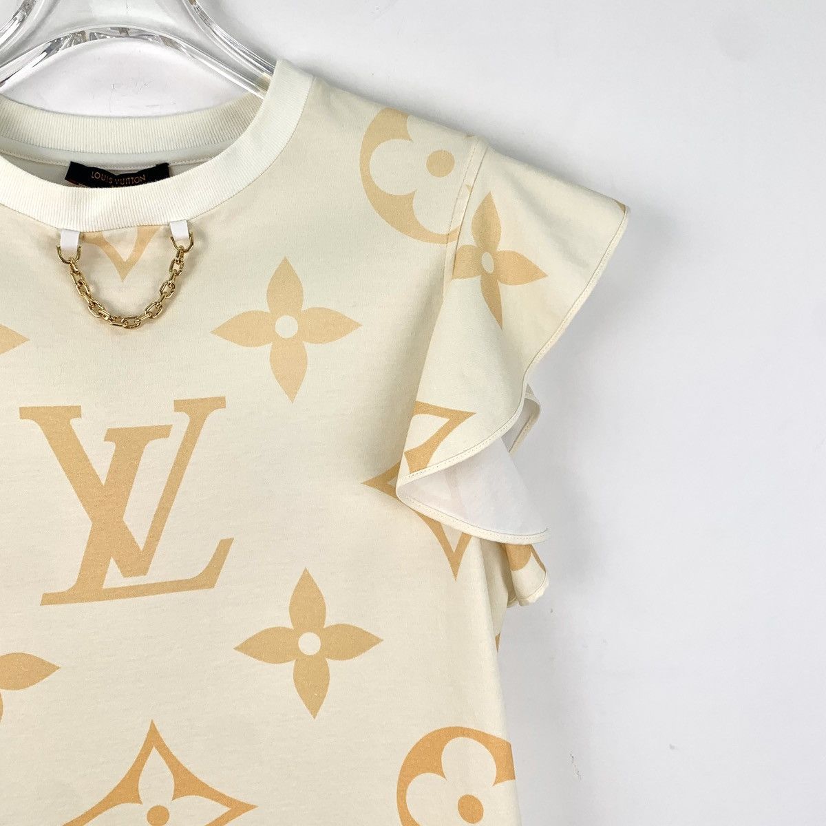 Louis Vuitton Louis Vuitton Beige Monogram Lace Sleeve T-Shirt K26WX Size S / US 4 / IT 40 - 3 Thumbnail