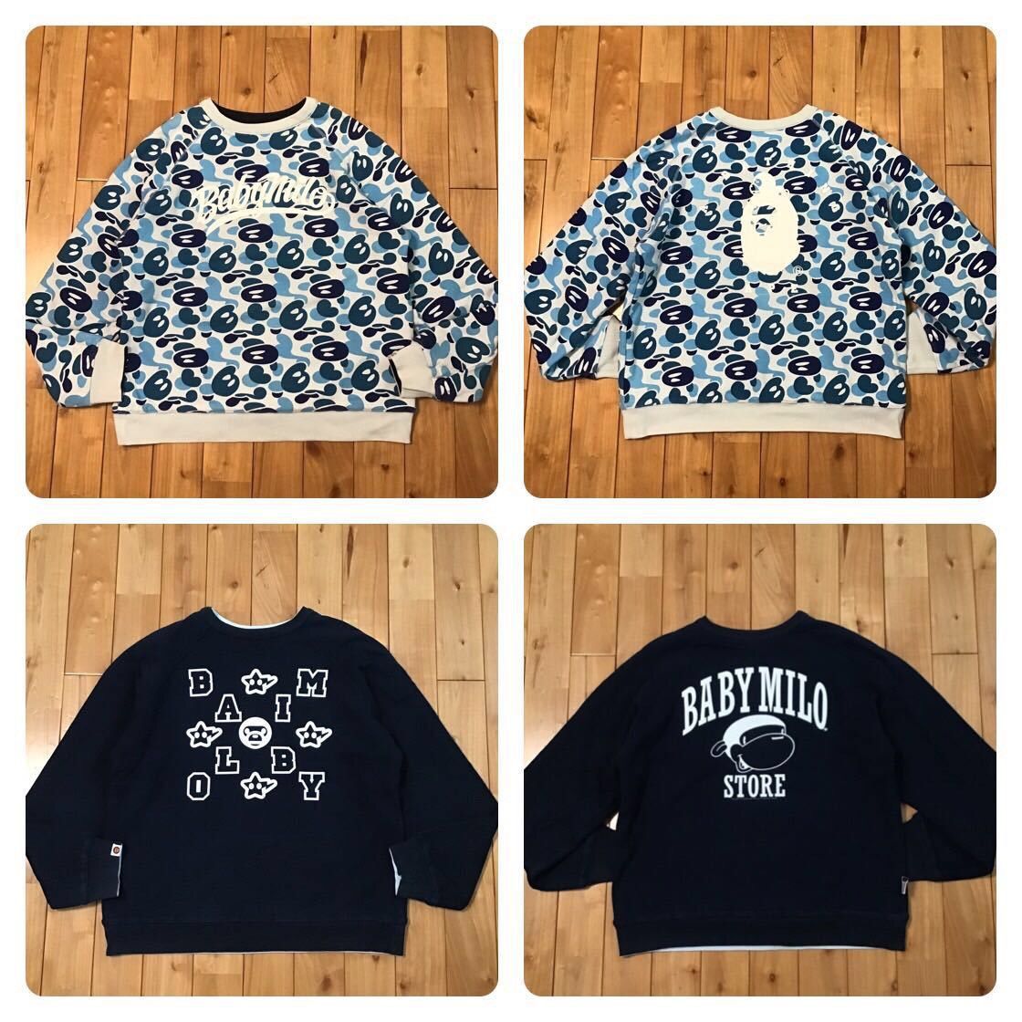 image of Bape x Nigo Reversible Milo Camo Sweat Shirt A Bathing Ape Abc Camo in Navy/Light Blue (Size Medium