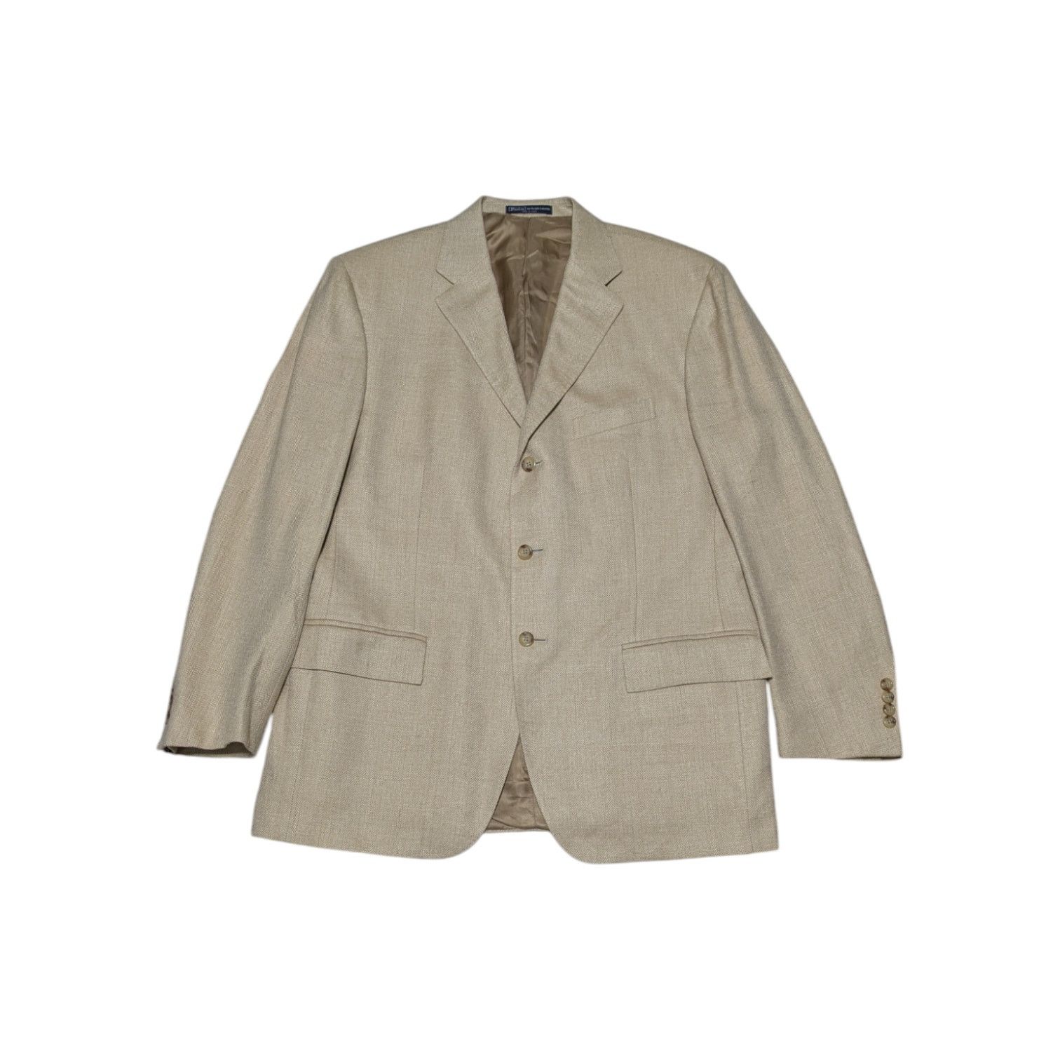 Polo Ralph Lauren × Ralph Lauren × Vintage Vintage Polo Ralph Lauren Silk Flax Blazer Suit Jacket Tan Size 44R - 1 Thumbnail